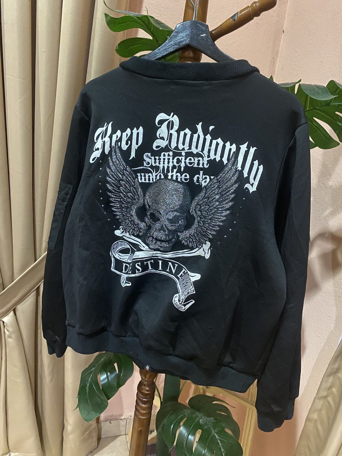 Vintage Vintage Gothic Skull Bomber– “Keep Radiantly” Winged Skull Size US M / EU 48-50 / 2 - 7 Thumbnail