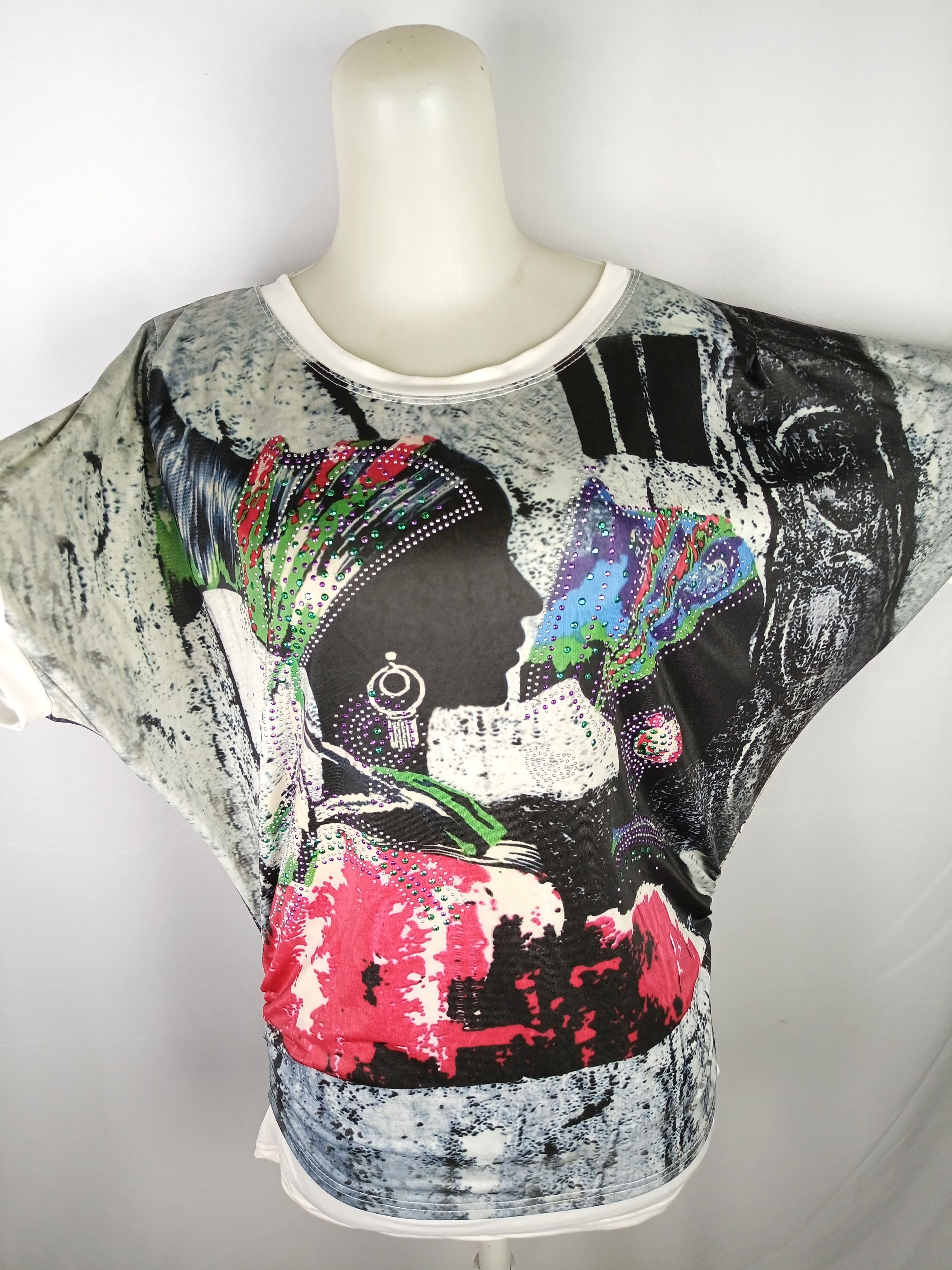 Vintage Adolfo Women's Printed Jersey T-Shirt Size M / US 6-8 / IT 42-44 - 14 Thumbnail