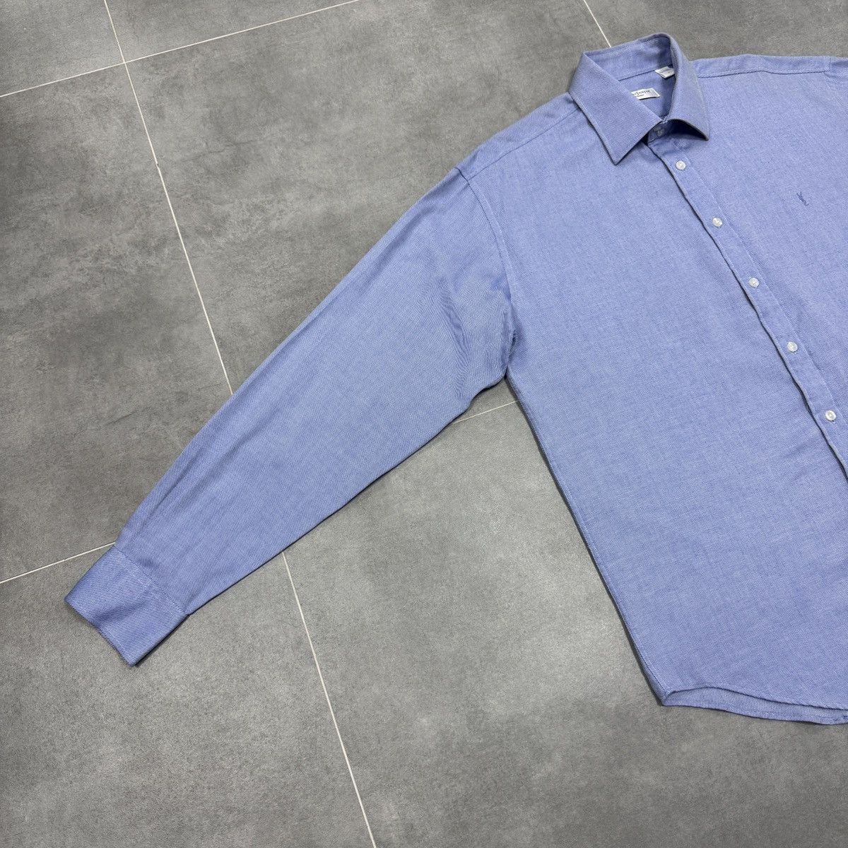 Yves Saint Laurent Vintage Yves Saint Laurent YSL Blue Button Shirt Long Sleeve Size US L / EU 52-54 / 3 - 3 Thumbnail