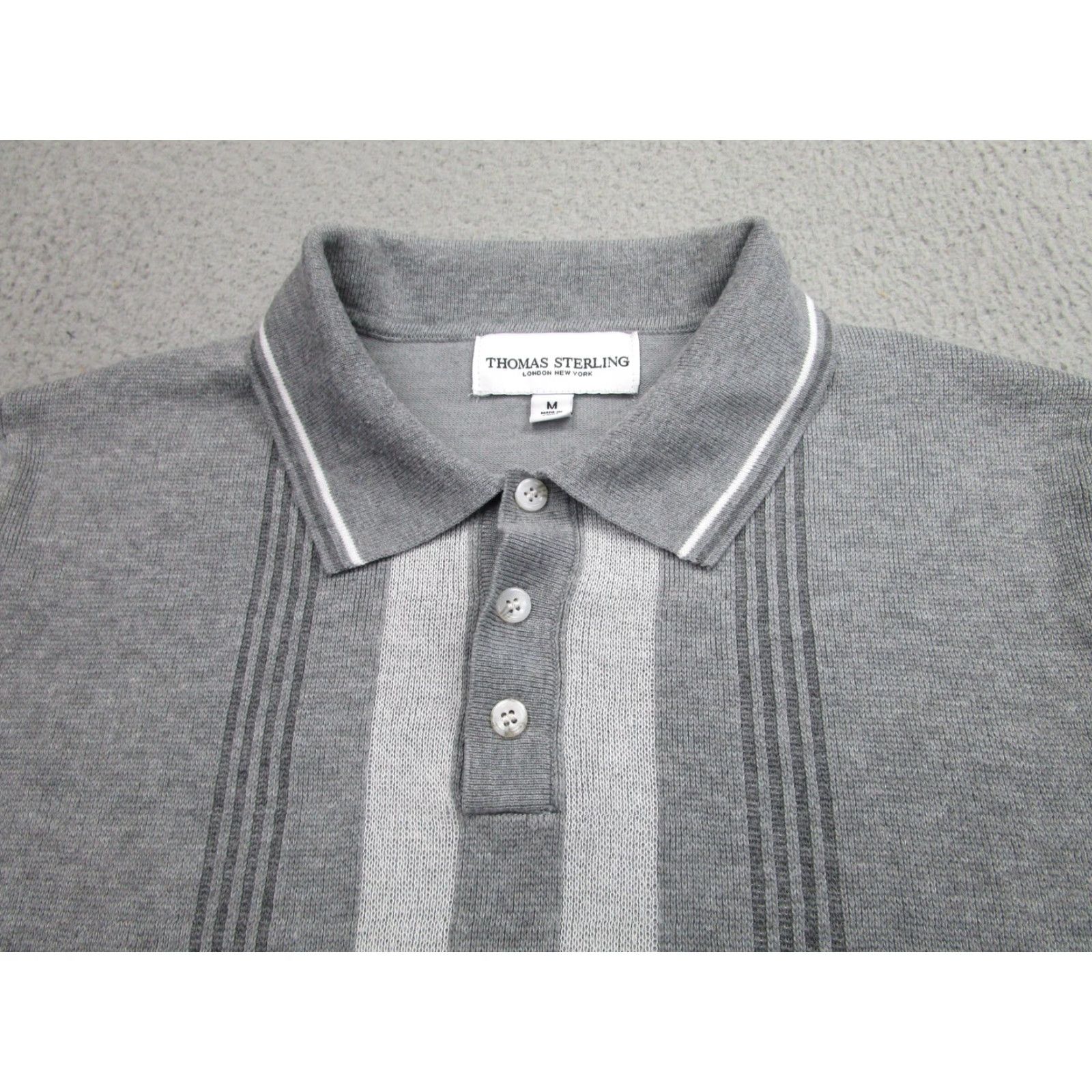 Vintage Thomas Sterling Polo Shirt Mens M Gray Knit Rockabilly Retro Panel Stripe Size US M / EU 48-50 / 2 - 3 Thumbnail