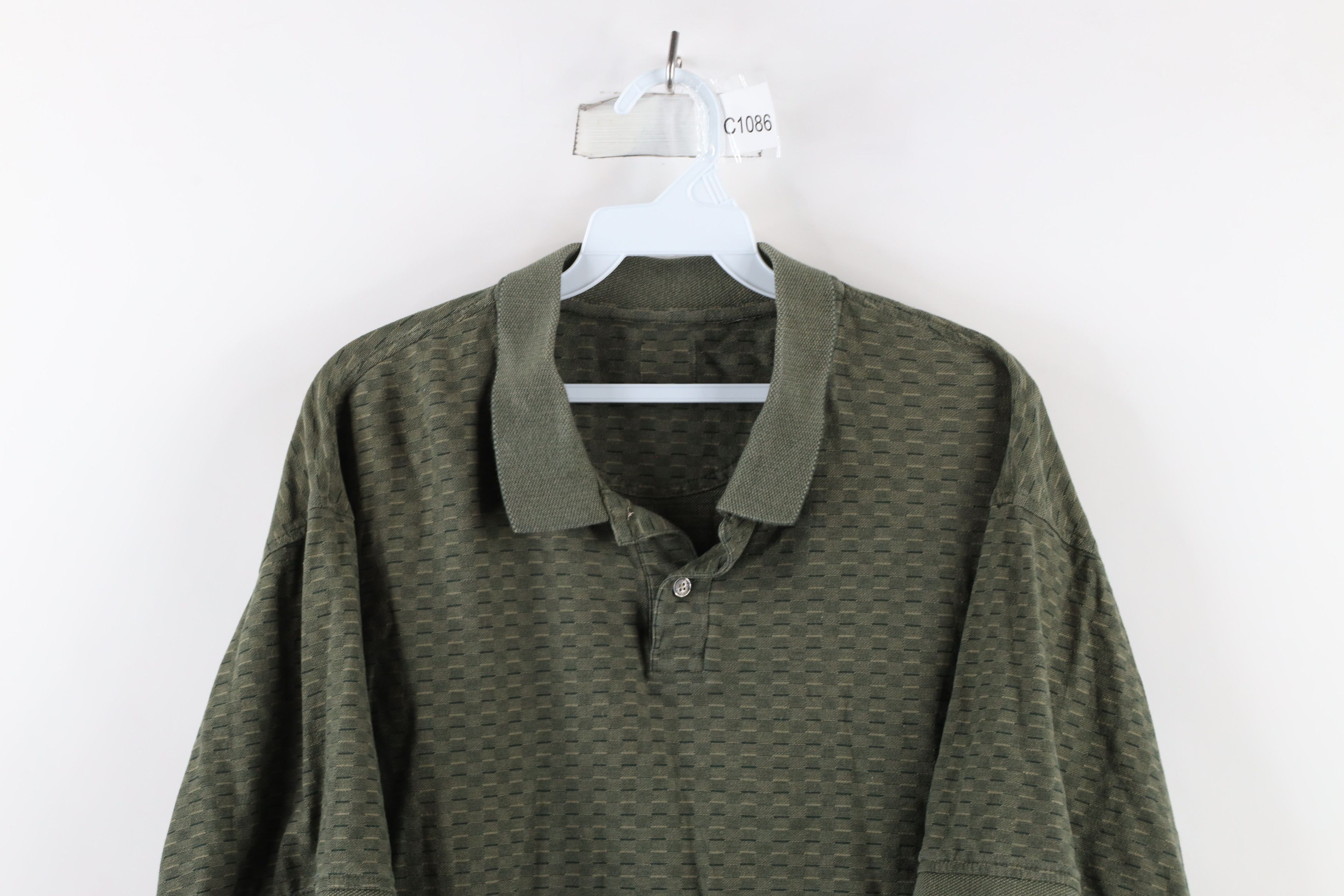 Vintage Vintage 90s Streetwear Checkered Collared Polo Shirt Green Size US XL / EU 56 / 4 - 2 Thumbnail