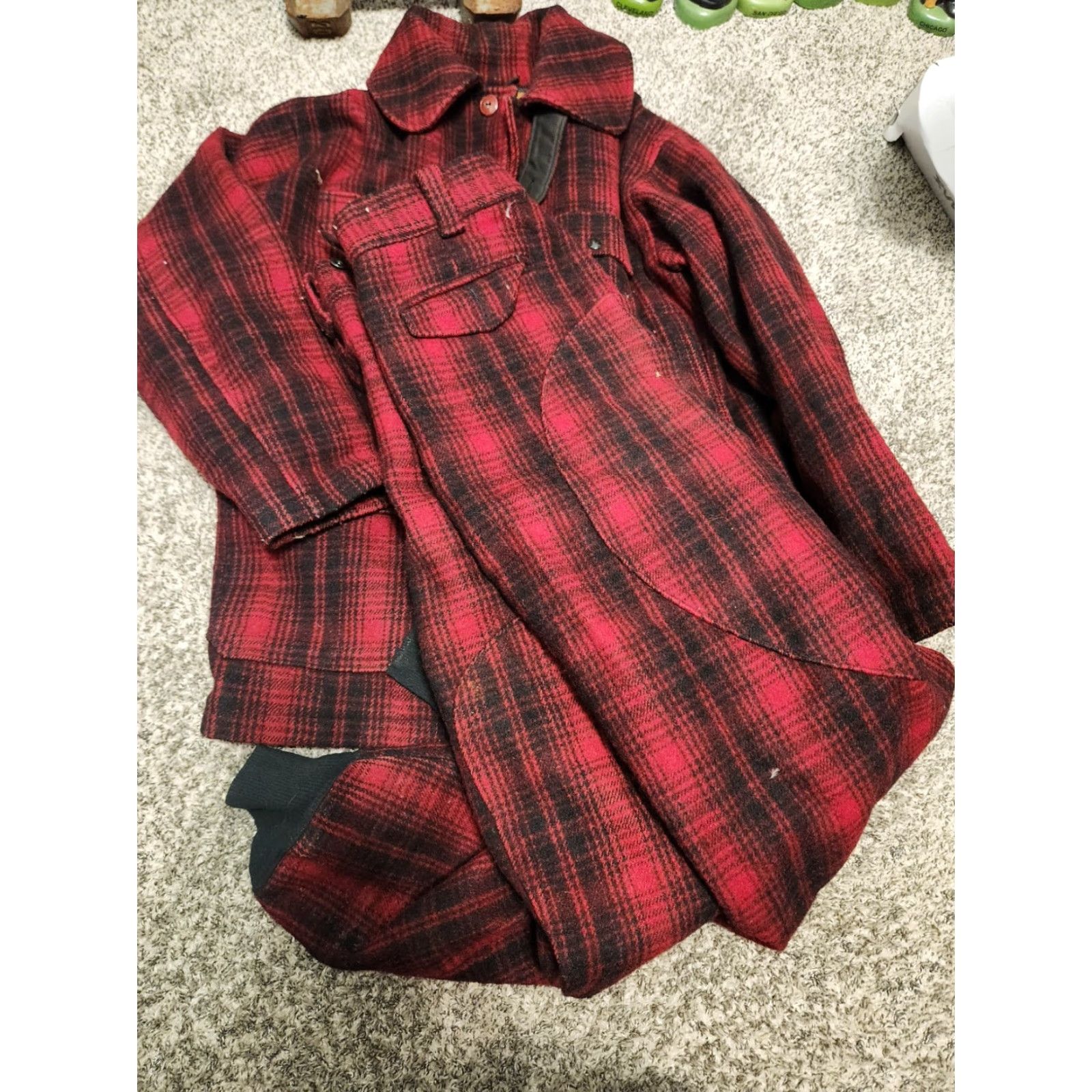 Vintage VINTAGE Woolrich Hunting Jacket Pants Buffalo Plaid Mackinaw Sz 42 38 Men Red and Black Wool Regular Jacket Pants Mens 60s Hunt Size US 42 / EU 58 - 2 Thumbnail