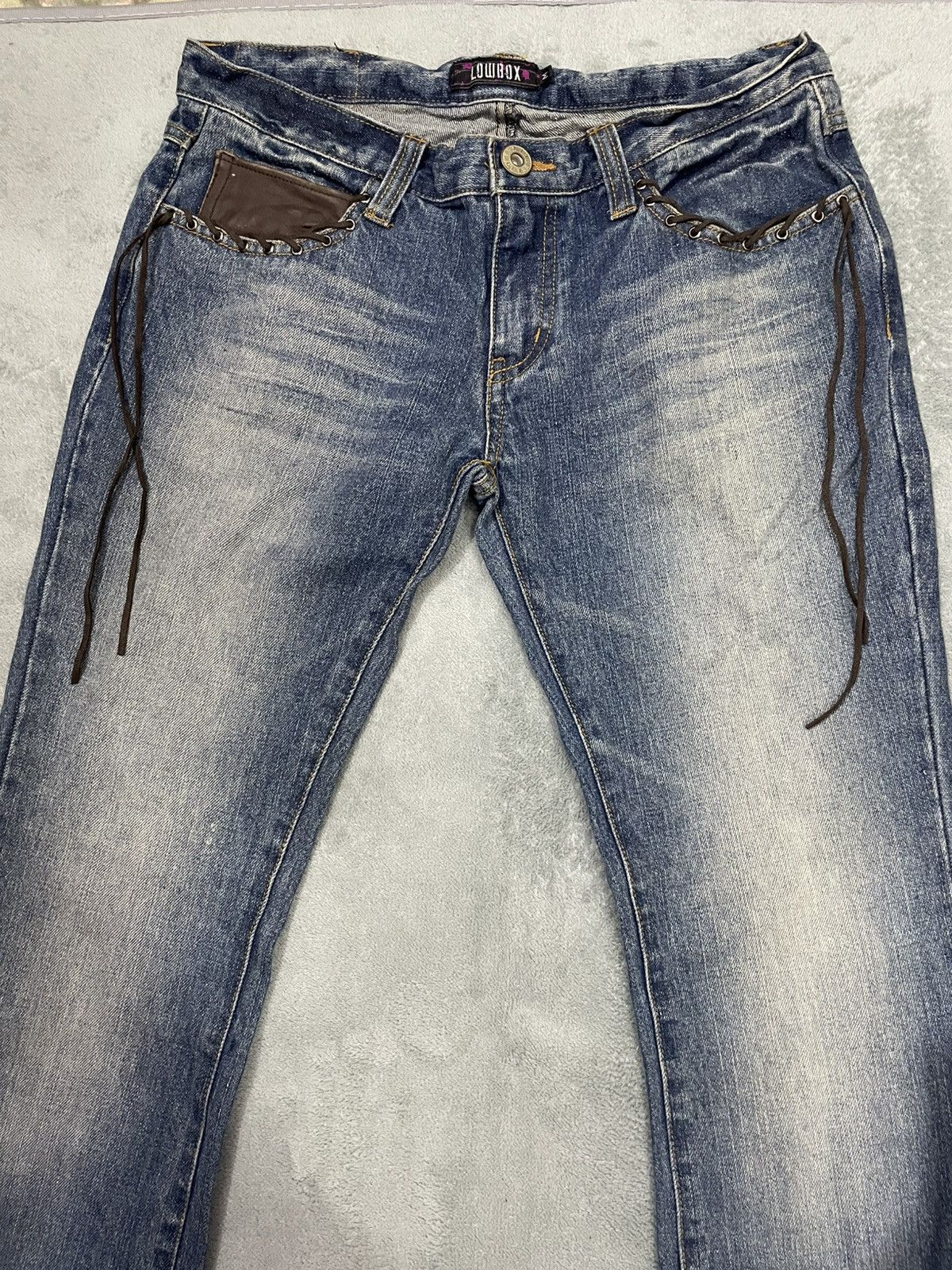 Japanese Brand × LOWBOX LOWBOX SNAKE POCKET Blue faded wash style loose jeans Size US 31 - 3 Thumbnail