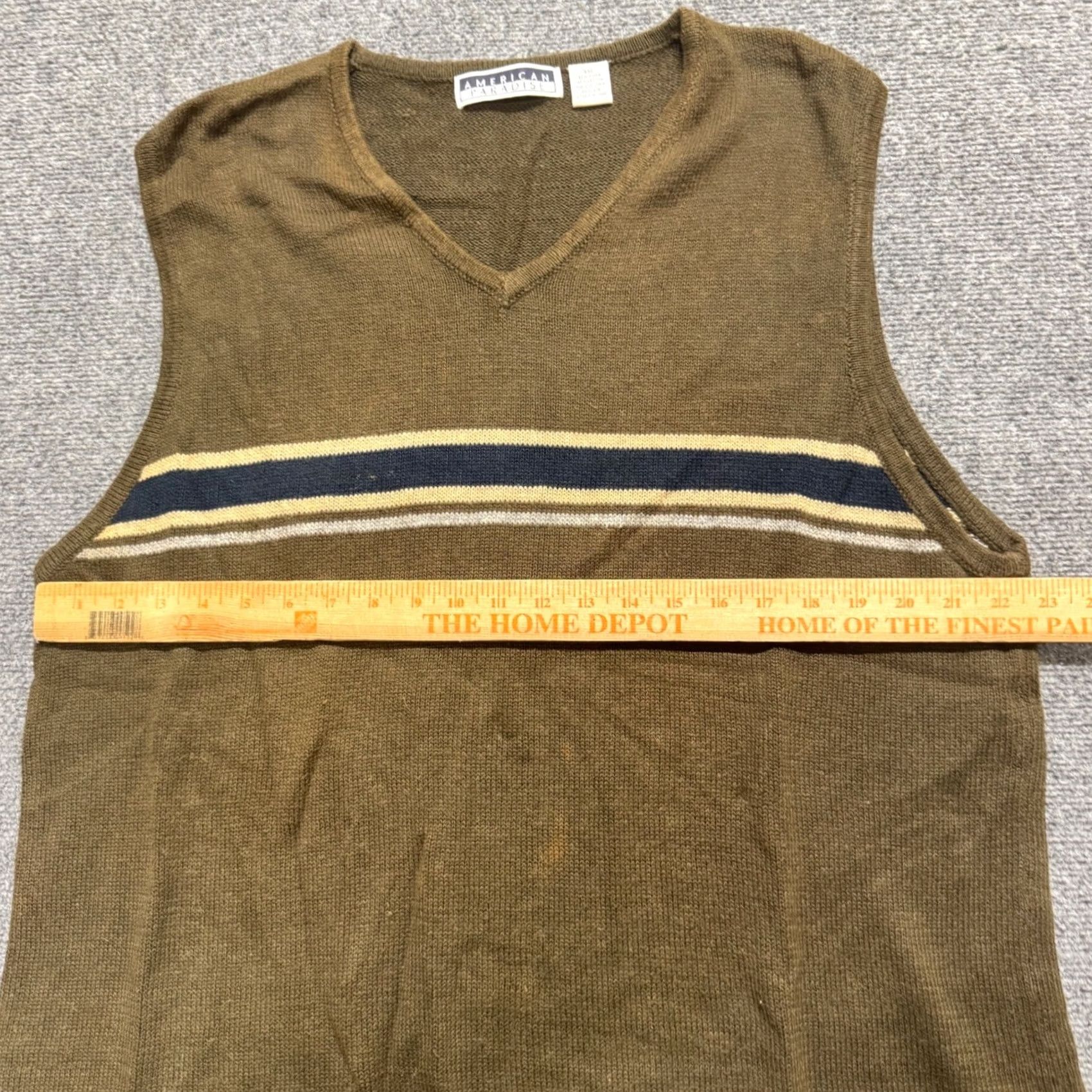 The Unbranded Brand VINTAGE The Unbranded Brand VTG American Paradise Sweater Vest Pullover 2XL Cotton Blend Striped Brown Men Big & Tall Brown Sweater Vest Mens Size US XXL / EU 58 / 5 - 6 Thumbnail