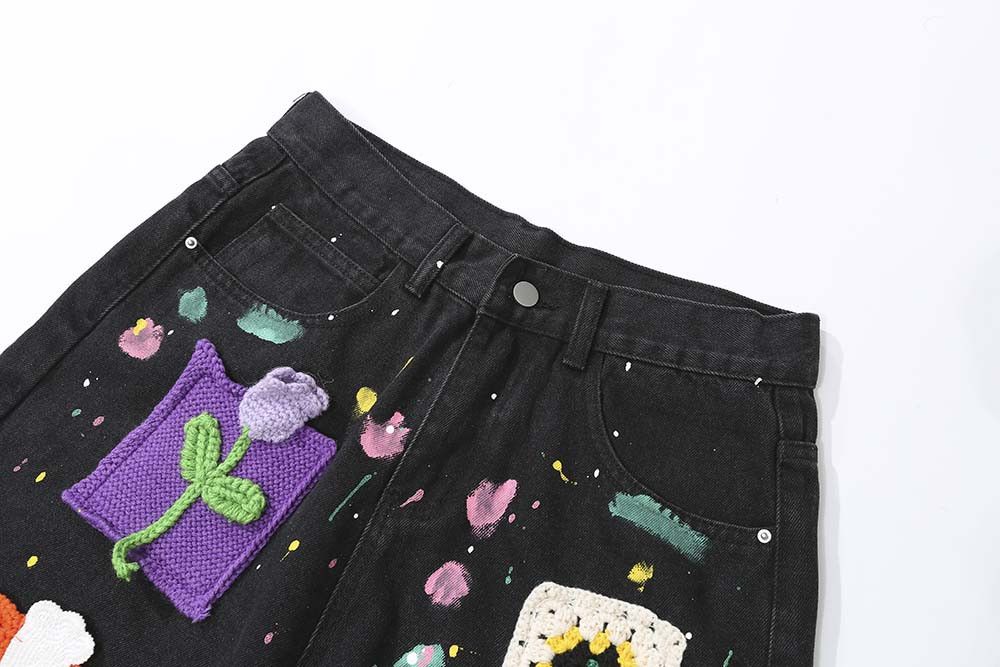 Japanese Brand × Vintage Graffiti Denim Short Patches Flower Size US 29 - 6 Thumbnail