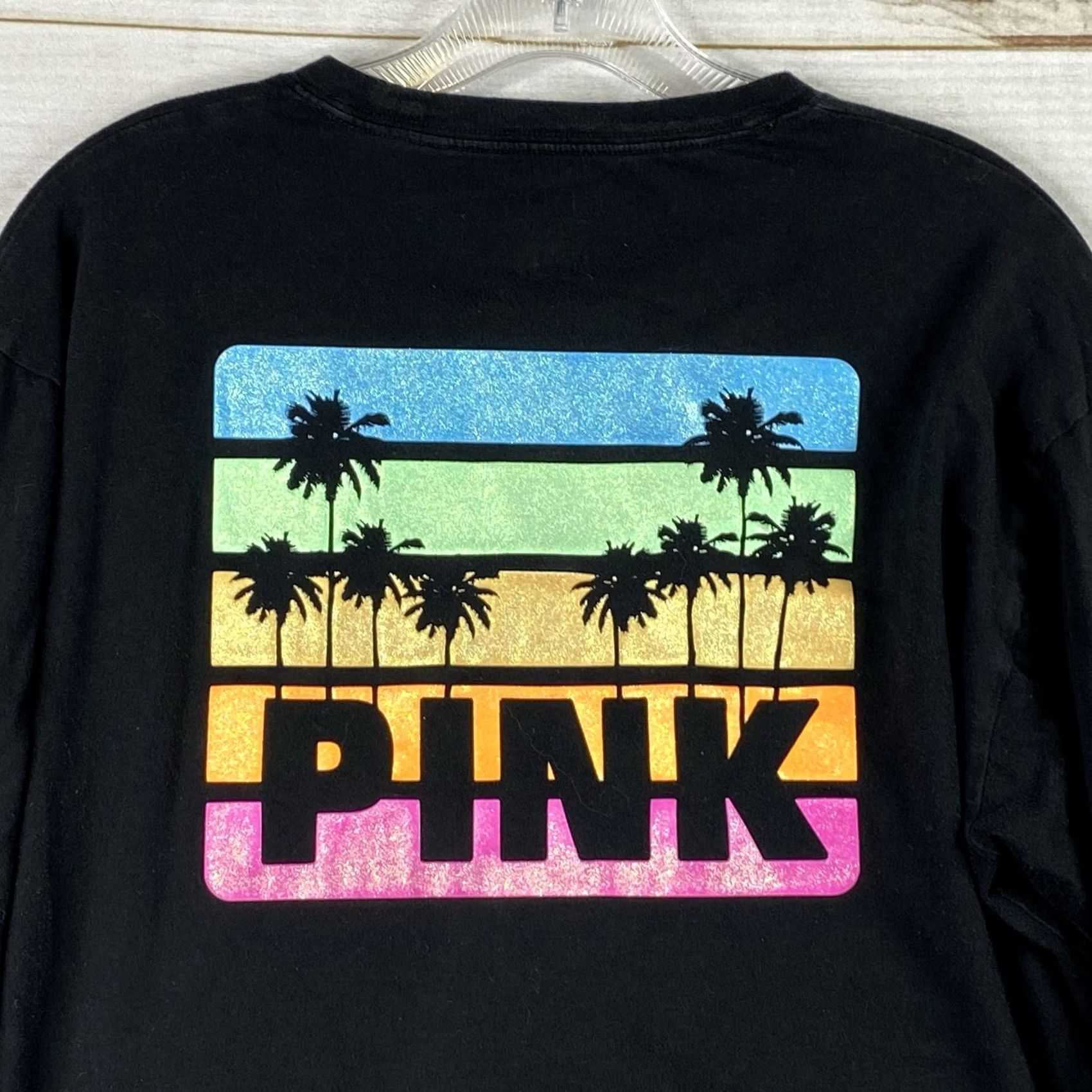 Victoria's Secret Victoria's Secret PINK Top Shirt Womens M Black Dog Rainbow Palm Trees 100% Cotton Sequin Accents Casual Sleeve Crew Neck Cardigan Not Applicable Size M / US 6-8 / IT 42-44 - 8 Thumbnail
