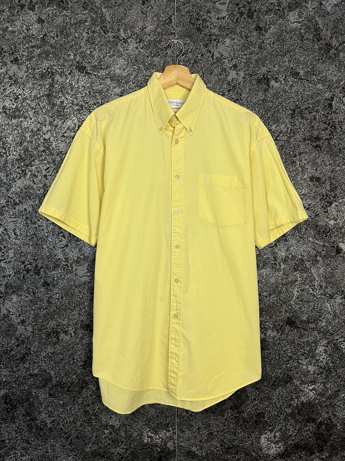 Vintage × Yves Saint Laurent Vintage Yves Saint Laurent Yellow Men's Shirt Button Up YSL Size US M / EU 48-50 / 2 - 1 Thumbnail