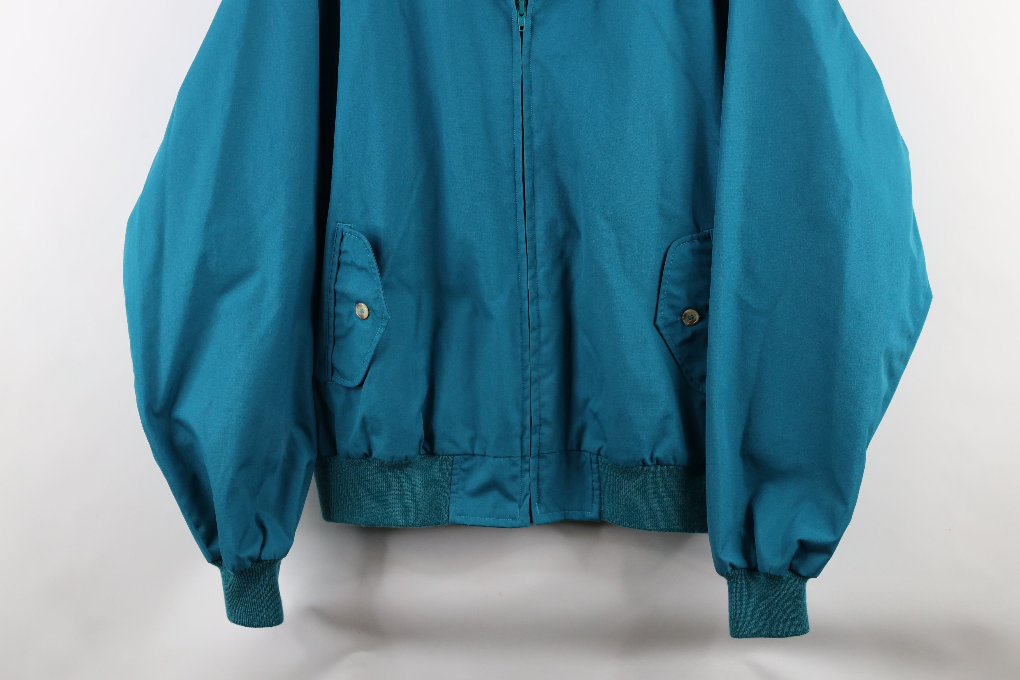 Lands' End × Vintage Vintage 90s Lands End Full Zip Cafe Racer Bomber Jacket Teal Size US L / EU 52-54 / 3 - 3 Thumbnail
