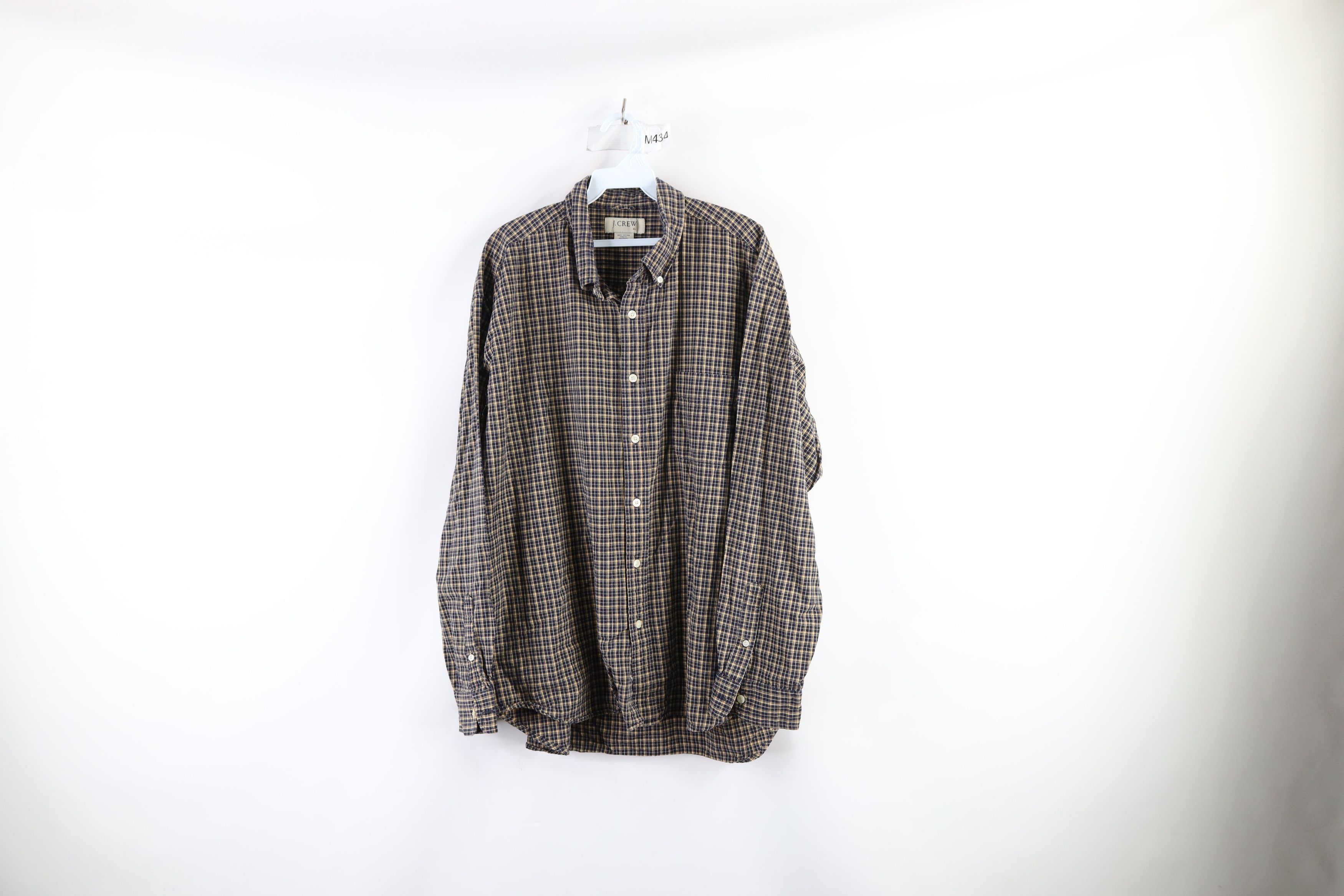 J.Crew × Vintage Vintage 90s J Crew Flannel Button Shirt Plaid Cotton Size US XL / EU 56 / 4 - 1 Thumbnail