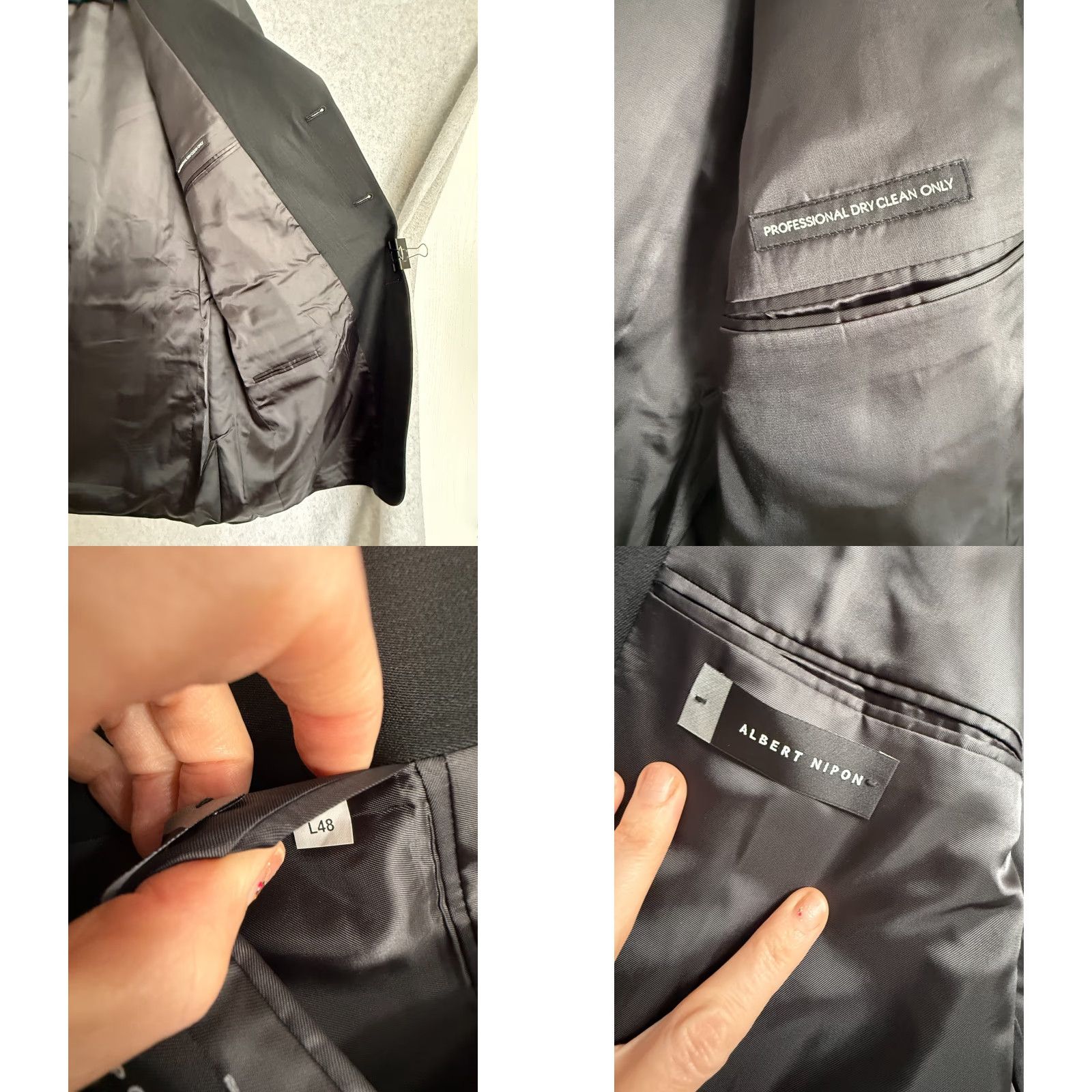 Albert Nipon Albert Nipon 2 Piece Suit Men 48L Blazer 42.5 Pants Black Worsted Wool Lined Size 48R - 8 Thumbnail