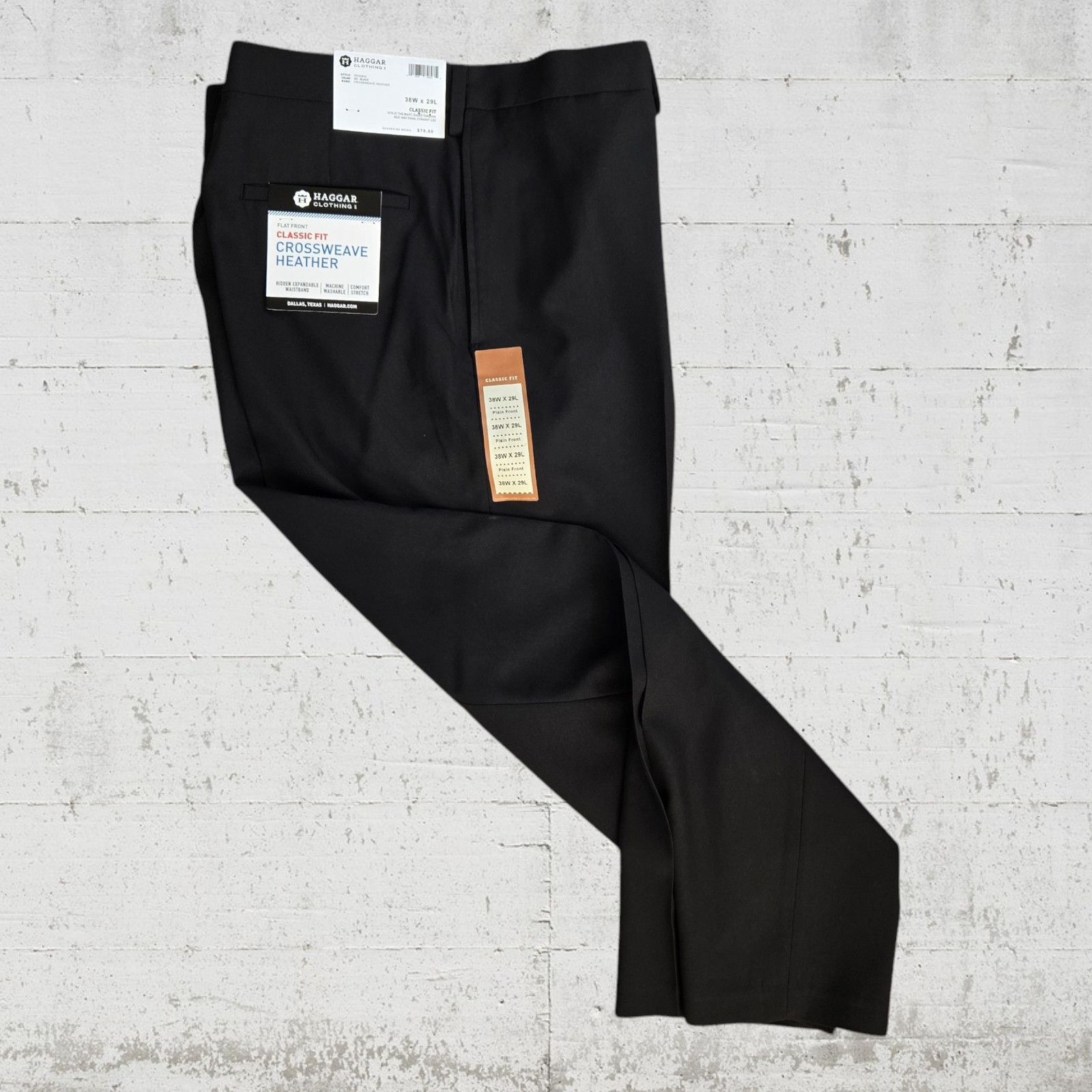 Haggar Black Classic Straight Dress Pants Size 38