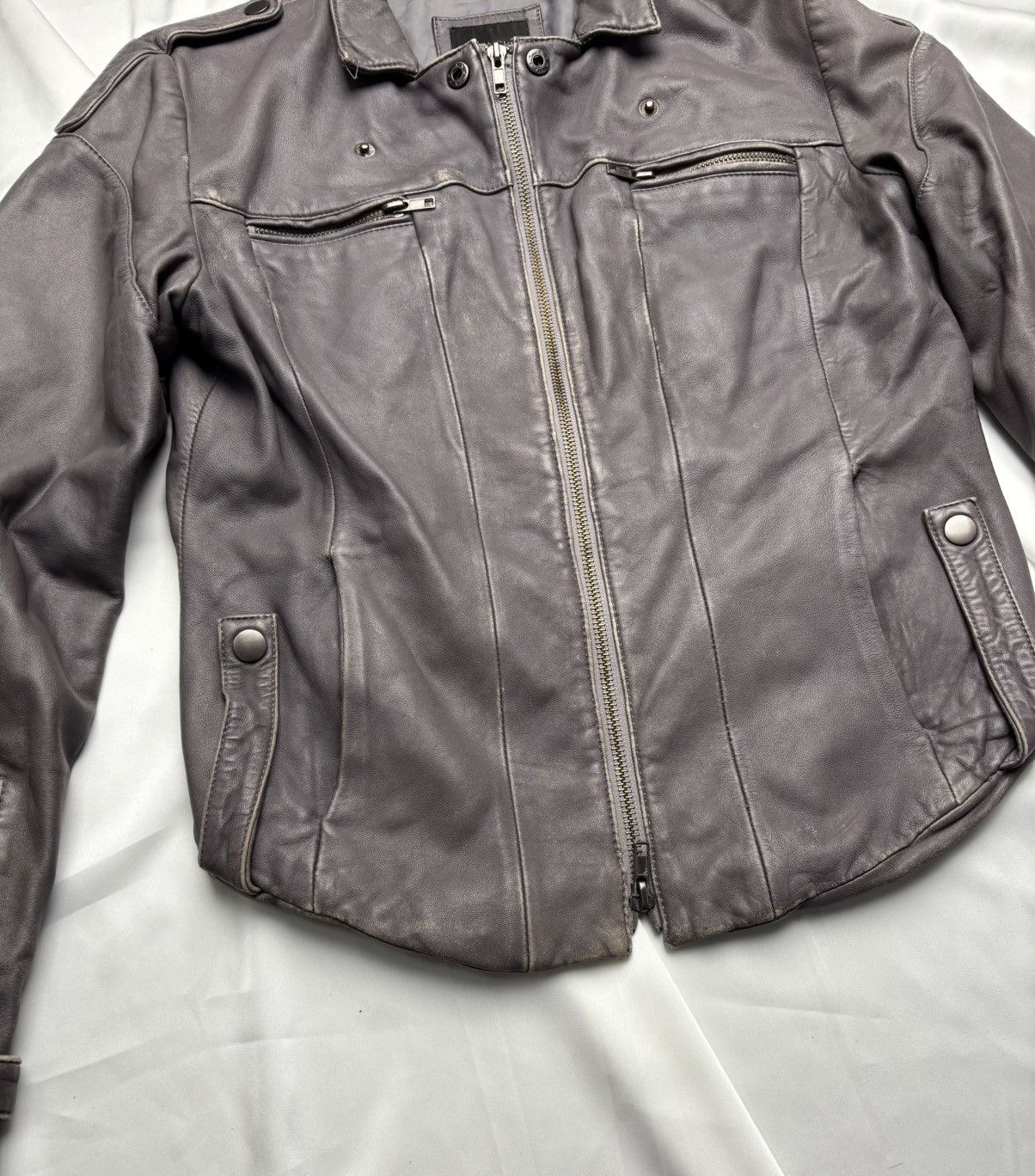 Vintage Black Noir vintage faded leather jacket Size S / US 4 / IT 40 - 3 Thumbnail