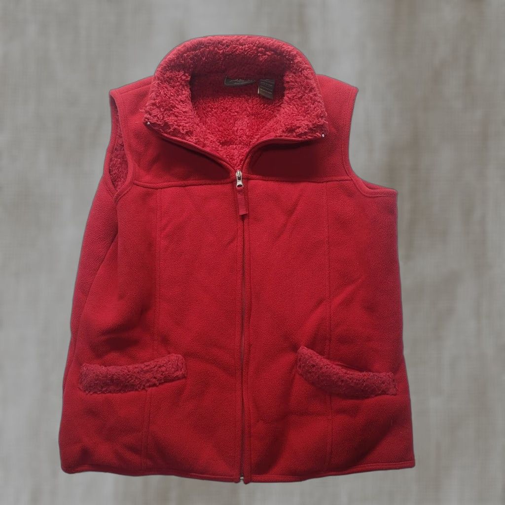 Vintage Jane Ashley Vest Womens PM Red Lightweight Fleece Zipper Petite Medium Sweater Size M / US 6-8 / IT 42-44 - 1 Thumbnail