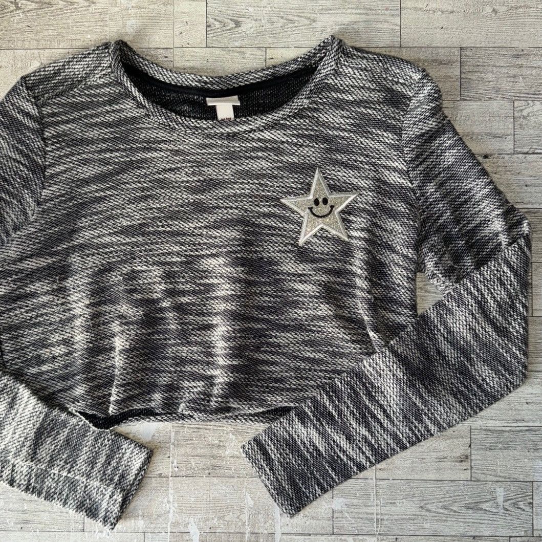 Merona Retro, Monochrome, Patchwork, Raw Hem Cropped Knit Sweater Size M / US 6-8 / IT 42-44 - 9 Thumbnail