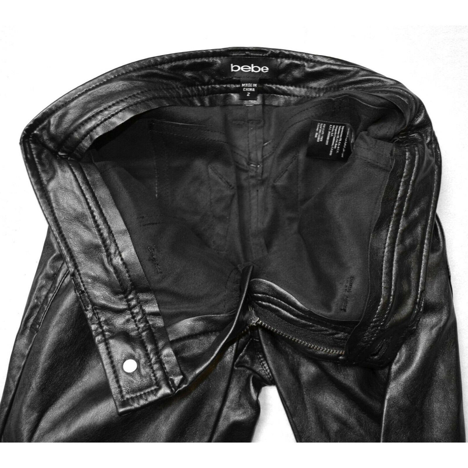 Bebe NWOT BEBE Black Shiny Leatherette Legging Pants Size 2 Size 26" / US 2 / IT 38 - 6 Thumbnail