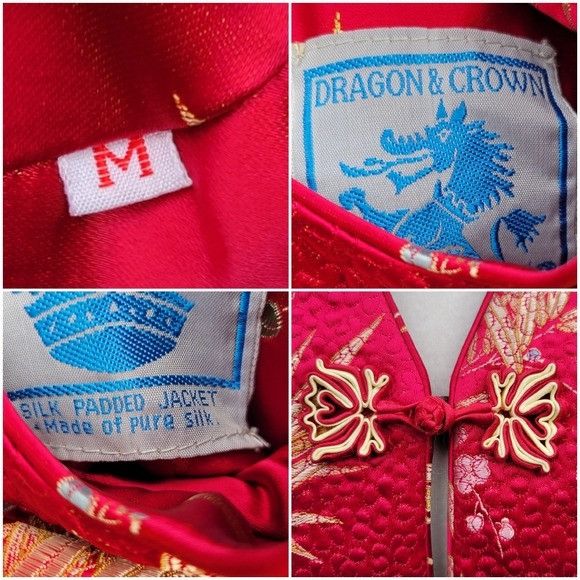 Vintage 100% Silk Cheongsam Qipao Reversible Red Burgundy Floral Ori Size M / US 6-8 / IT 42-44 - 7 Thumbnail