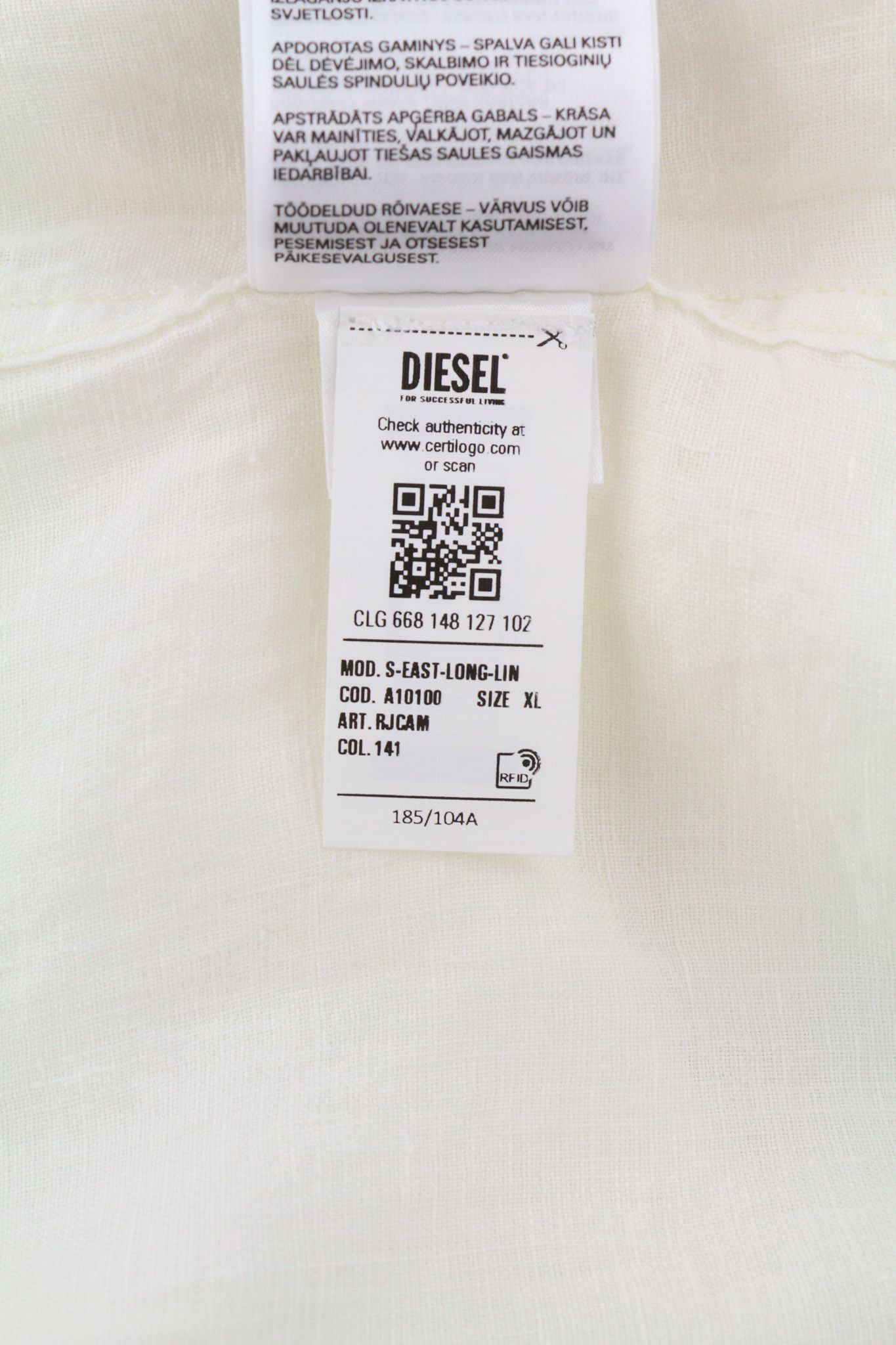 Diesel S-EAST-LONG-LIN XL Western Linen Light 40486 Size US XL / EU 56 / 4 - 10 Thumbnail
