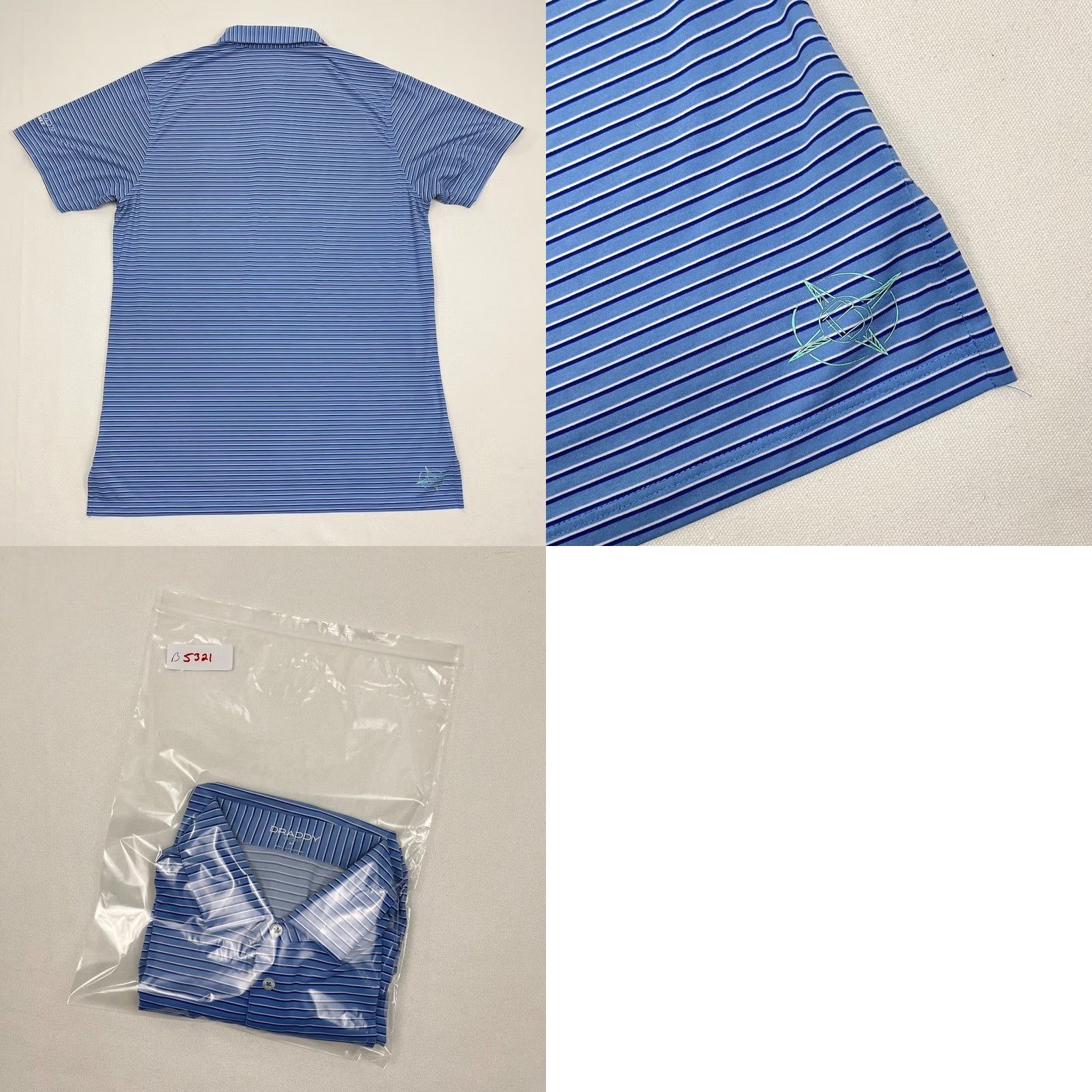 Vintage Draddy Sport Polo Shirt Mens M Blue Striped Active Golf Performance Stretch Prep Shirt Mens M Blue Striped Sports Polo Size US M / EU 48-50 / 2 - 8 Thumbnail