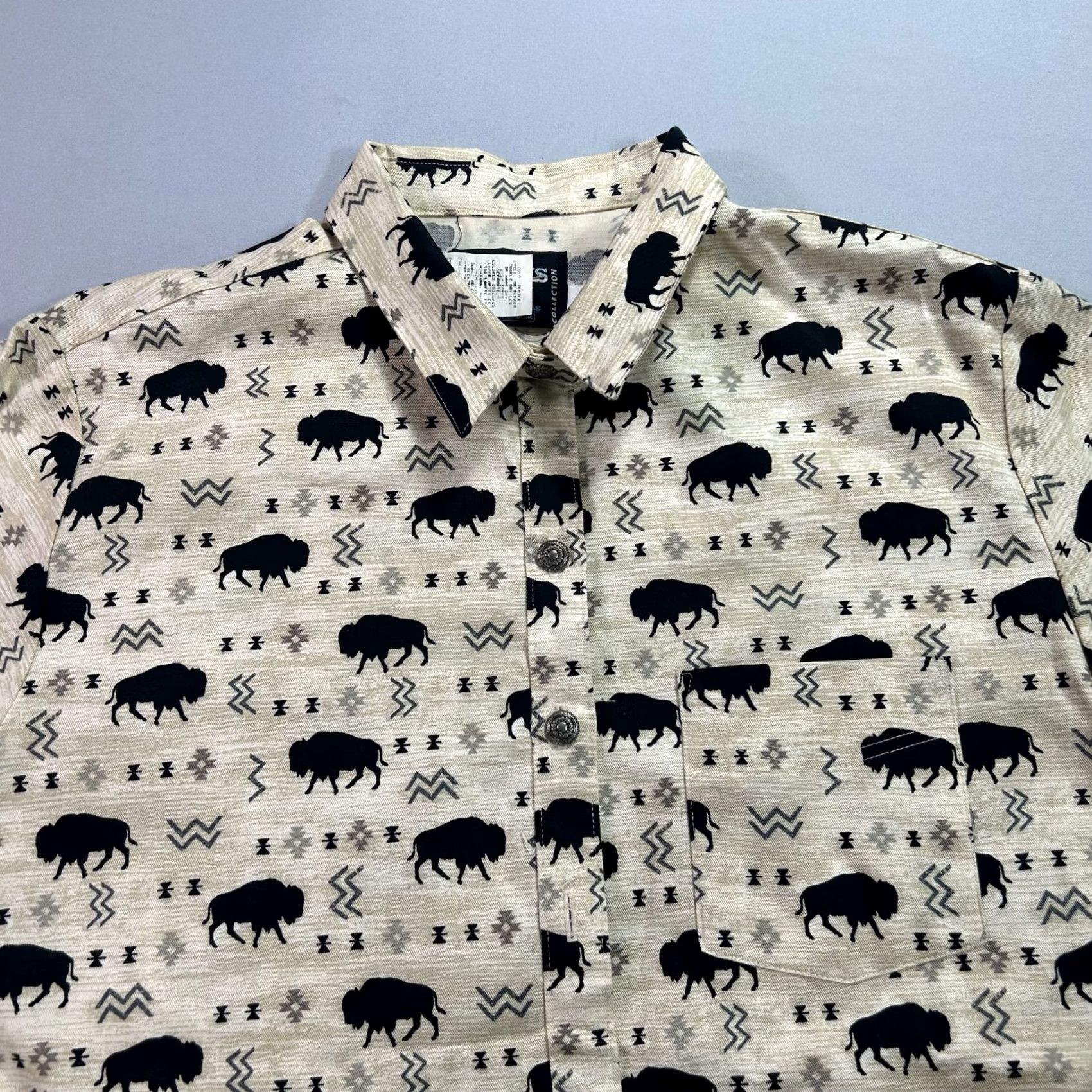 Brooks Brooks & Dunn Shirt Mens Large Beige Buffalo Print Western Snap Button USA Size US L / EU 52-54 / 3 - 3 Thumbnail