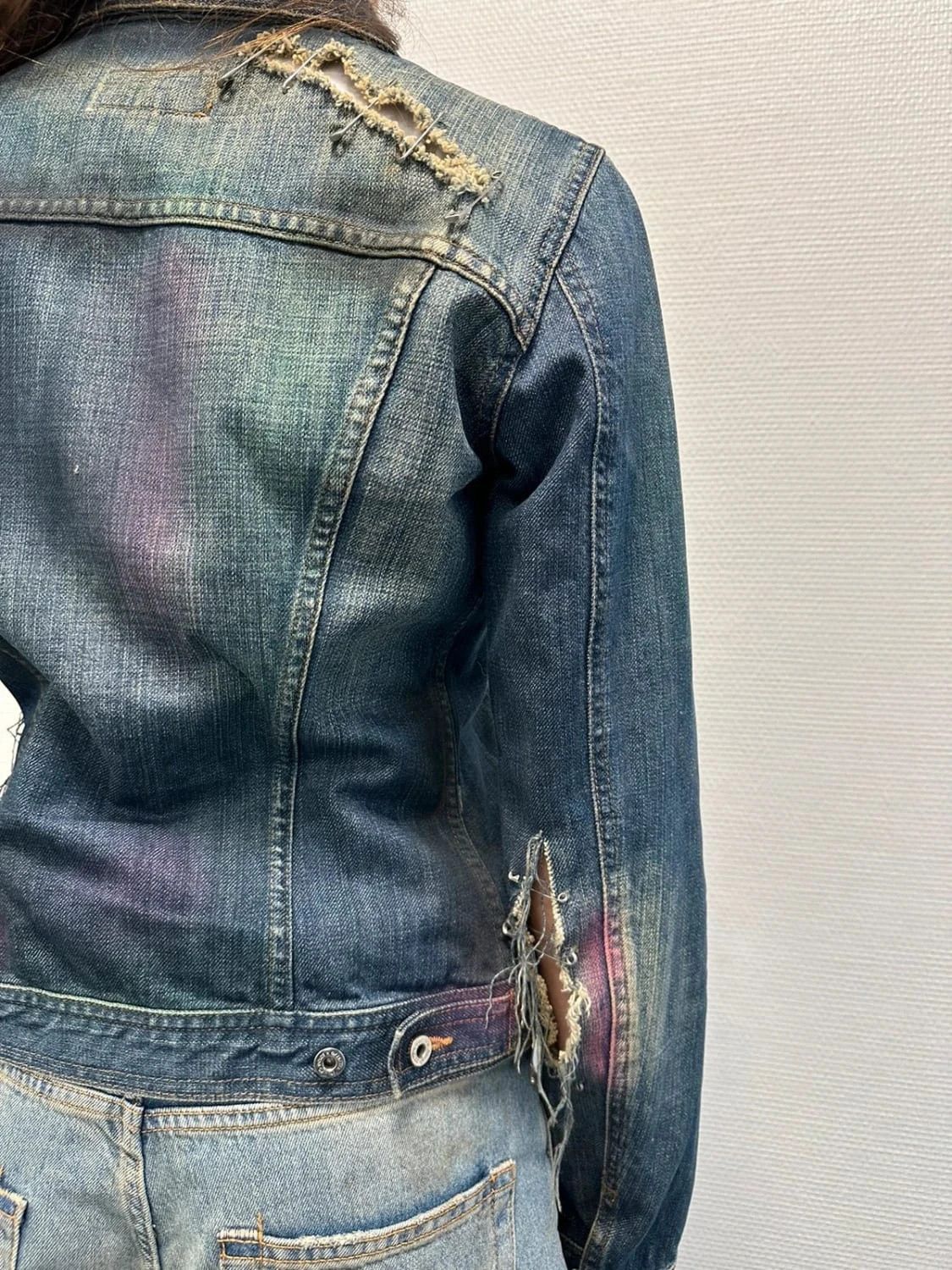 Dolce & Gabbana Dolce Gabbana SS2001 Pins Distressed Painted Denim Jacket Size S / US 4 / IT 40 - 8 Thumbnail