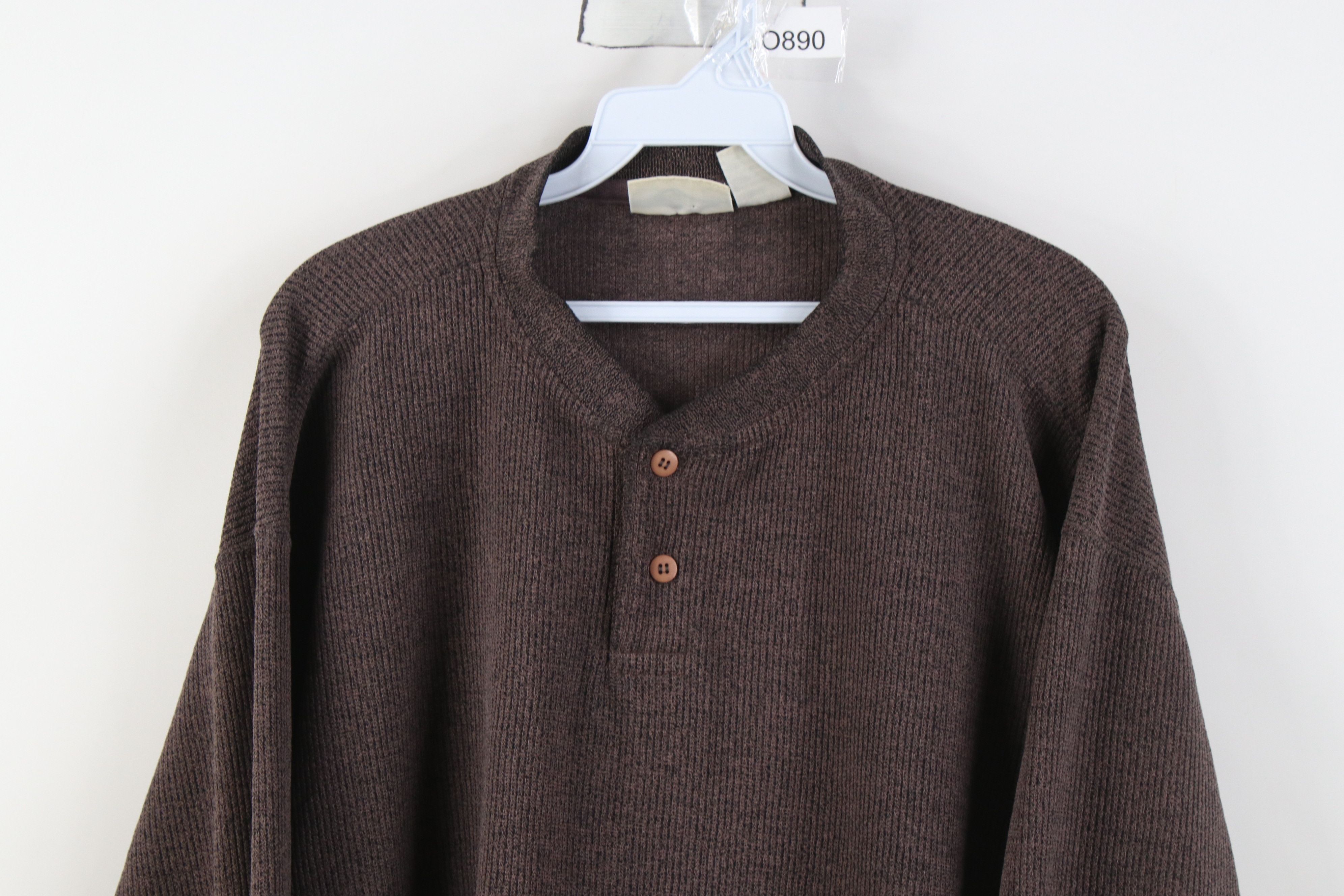 Vintage Vintage 90s Streetwear Ribbed Long Sleeve Henley T-Shirt Size US XL / EU 56 / 4 - 2 Thumbnail