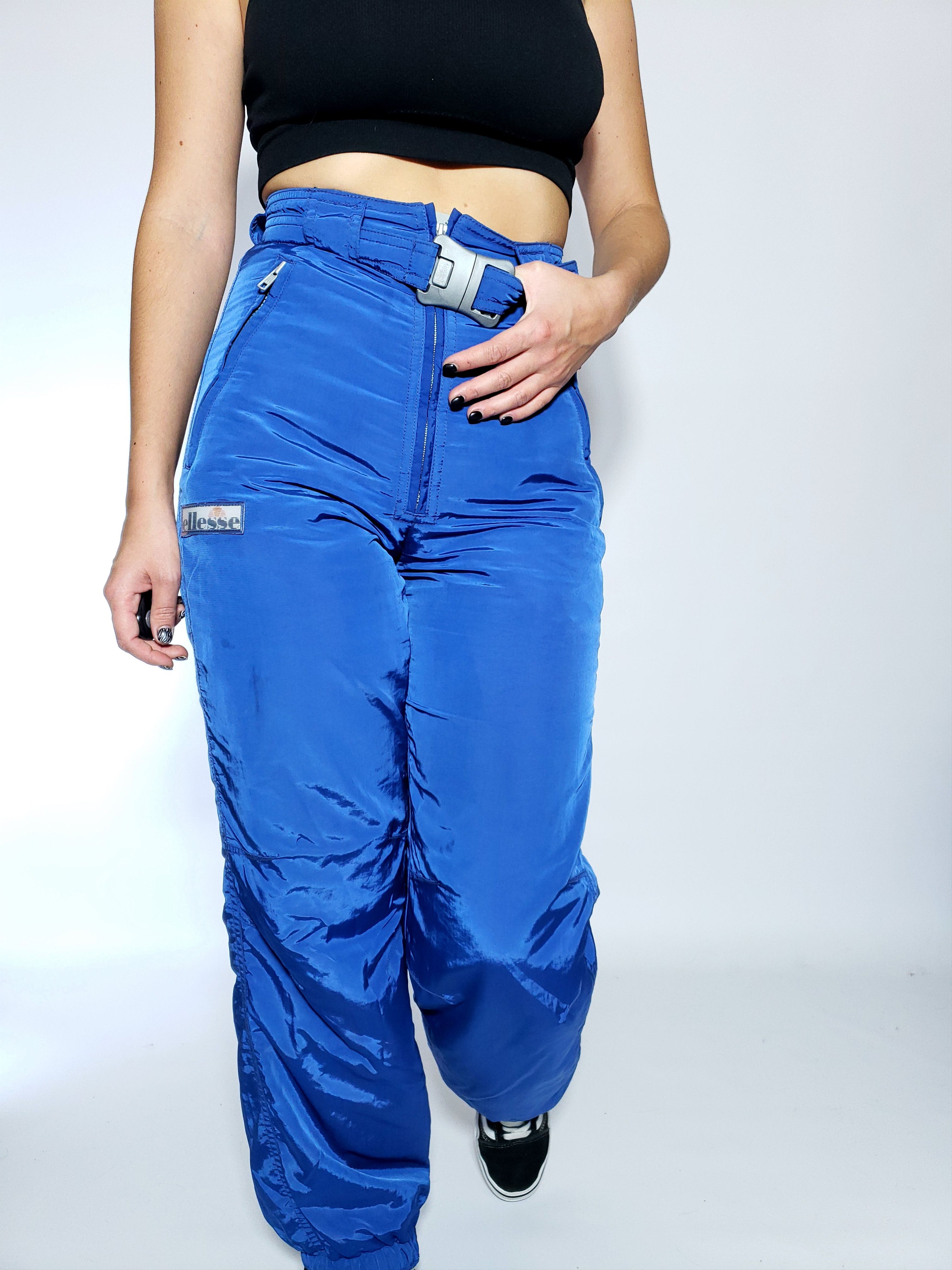 Ellesse Ellesse Vintage SKI Pants WARM Blue with belt like Nylon Size 26" / US 2 / IT 38 - 18 Thumbnail