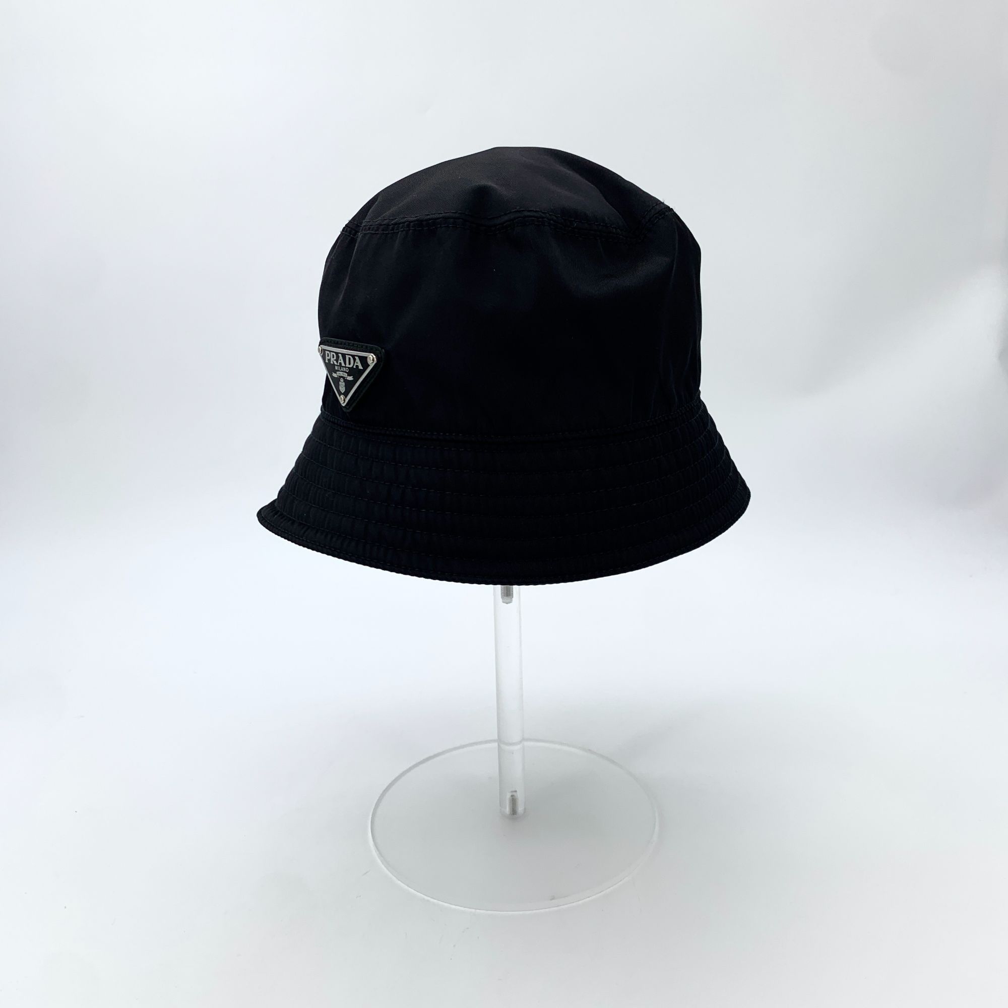 Prada Prada Black Nylon & Cotton Fisherman Hat With Triangle Logo Size ONE SIZE - 1 Thumbnail