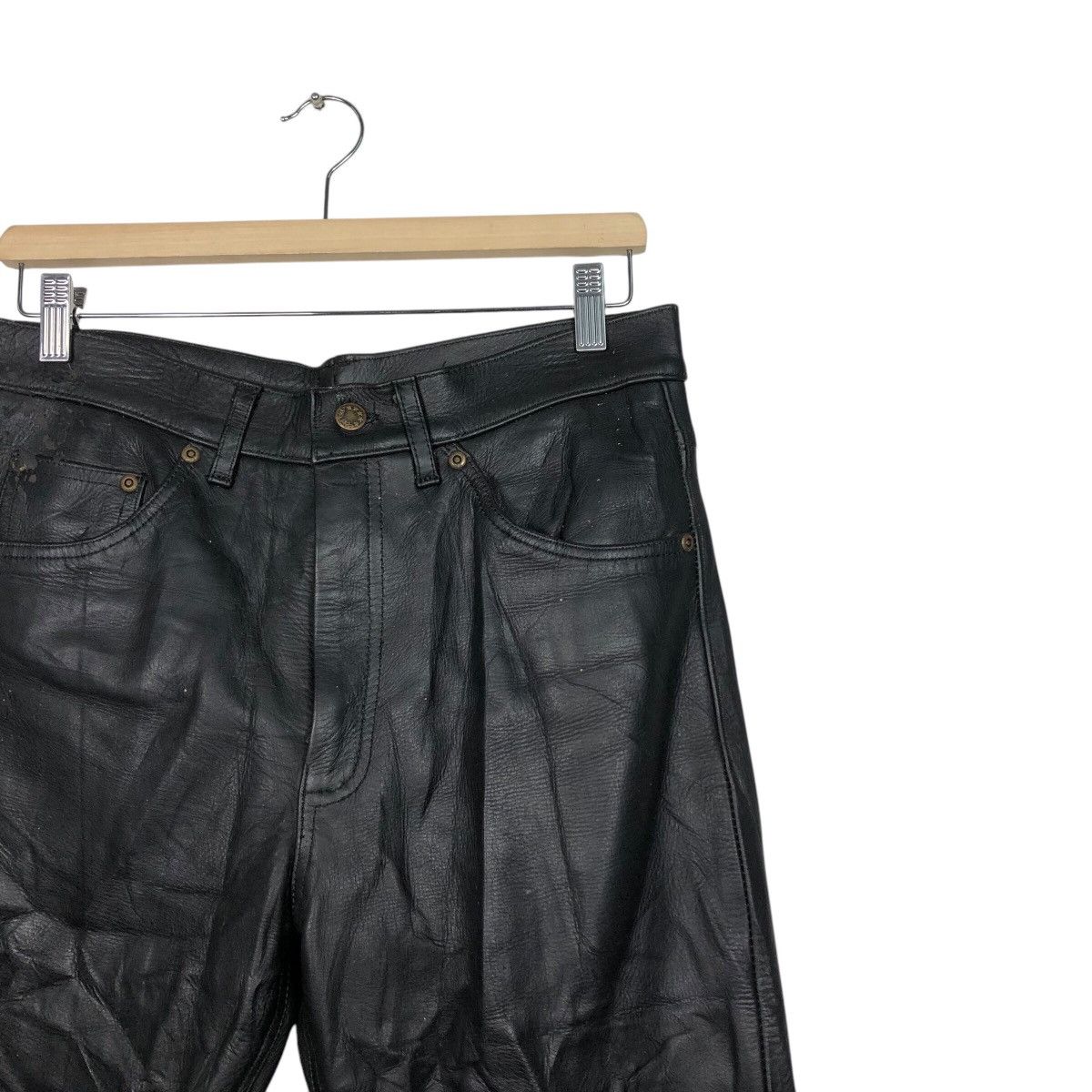 Genuine Leather 📌Vintage Biker Genuine Leather Pants BBH Clothing Size US 31 - 7 Thumbnail