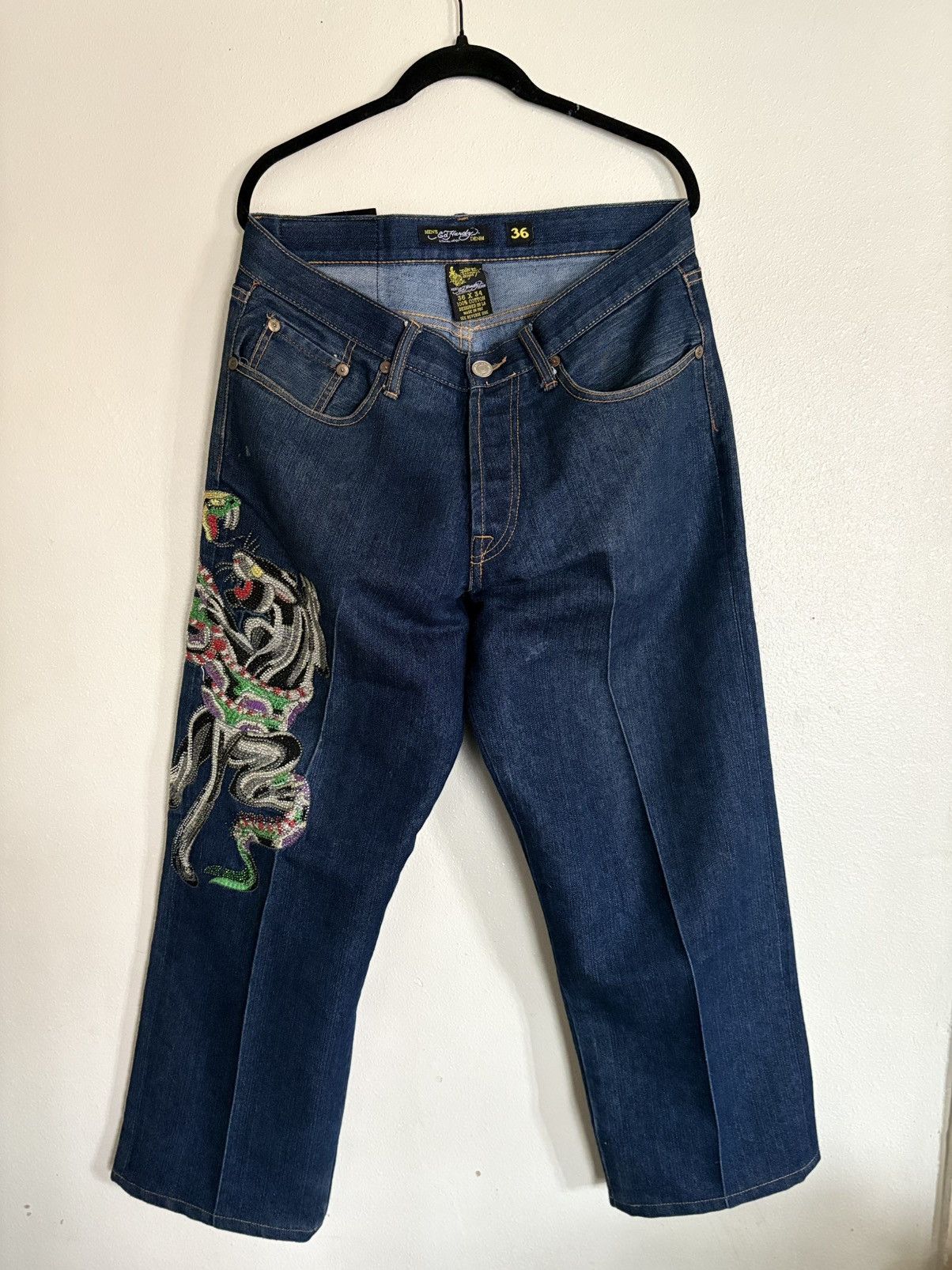 Ed Hardy Ed hardy rhinestone denim pants(2008) Size US 36 / EU 52 - 1 Thumbnail