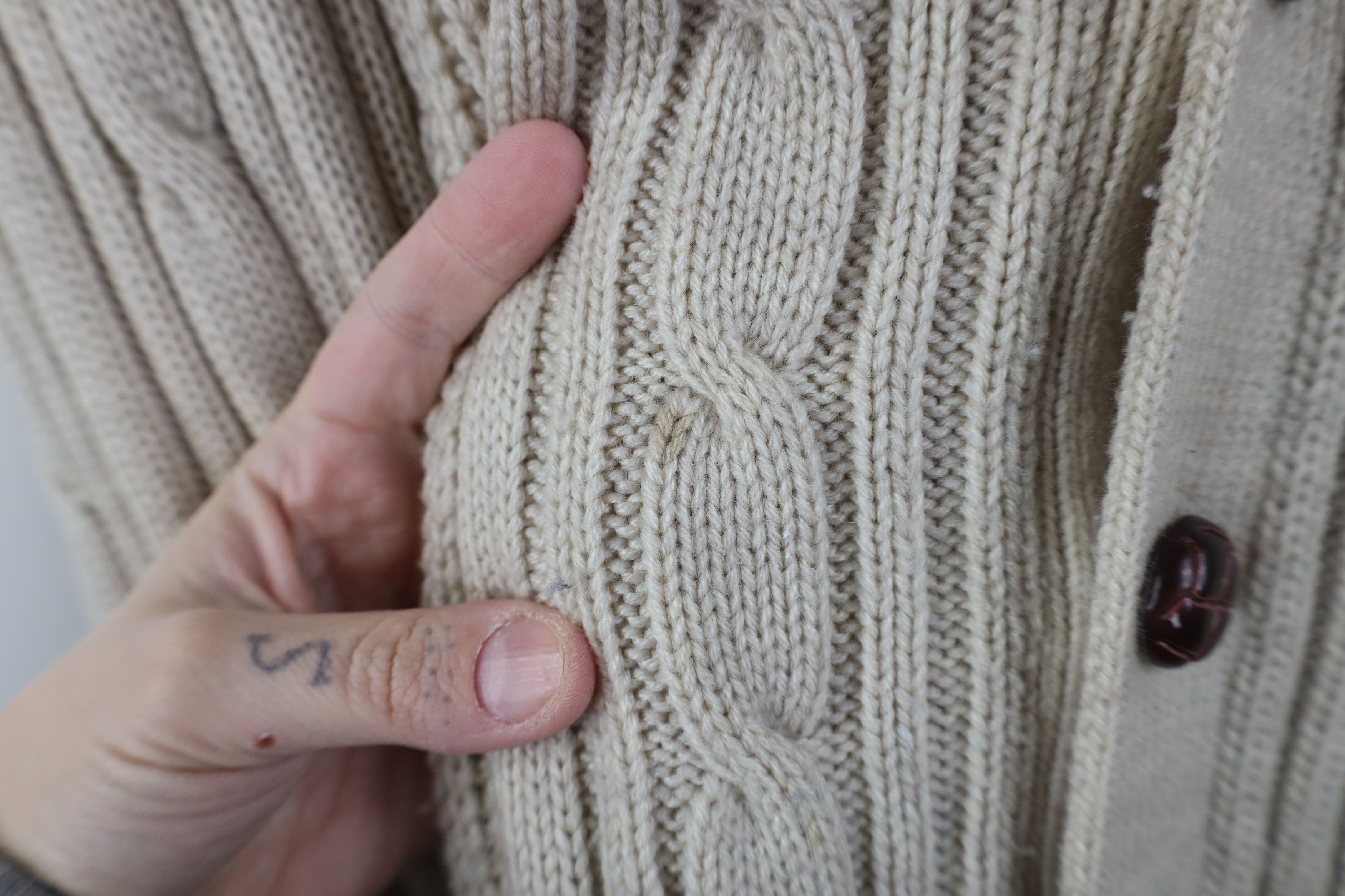Vintage Vintage 90s Streetwear Cable Knit Fisherman Cardigan Sweater Size US L / EU 52-54 / 3 - 4 Thumbnail