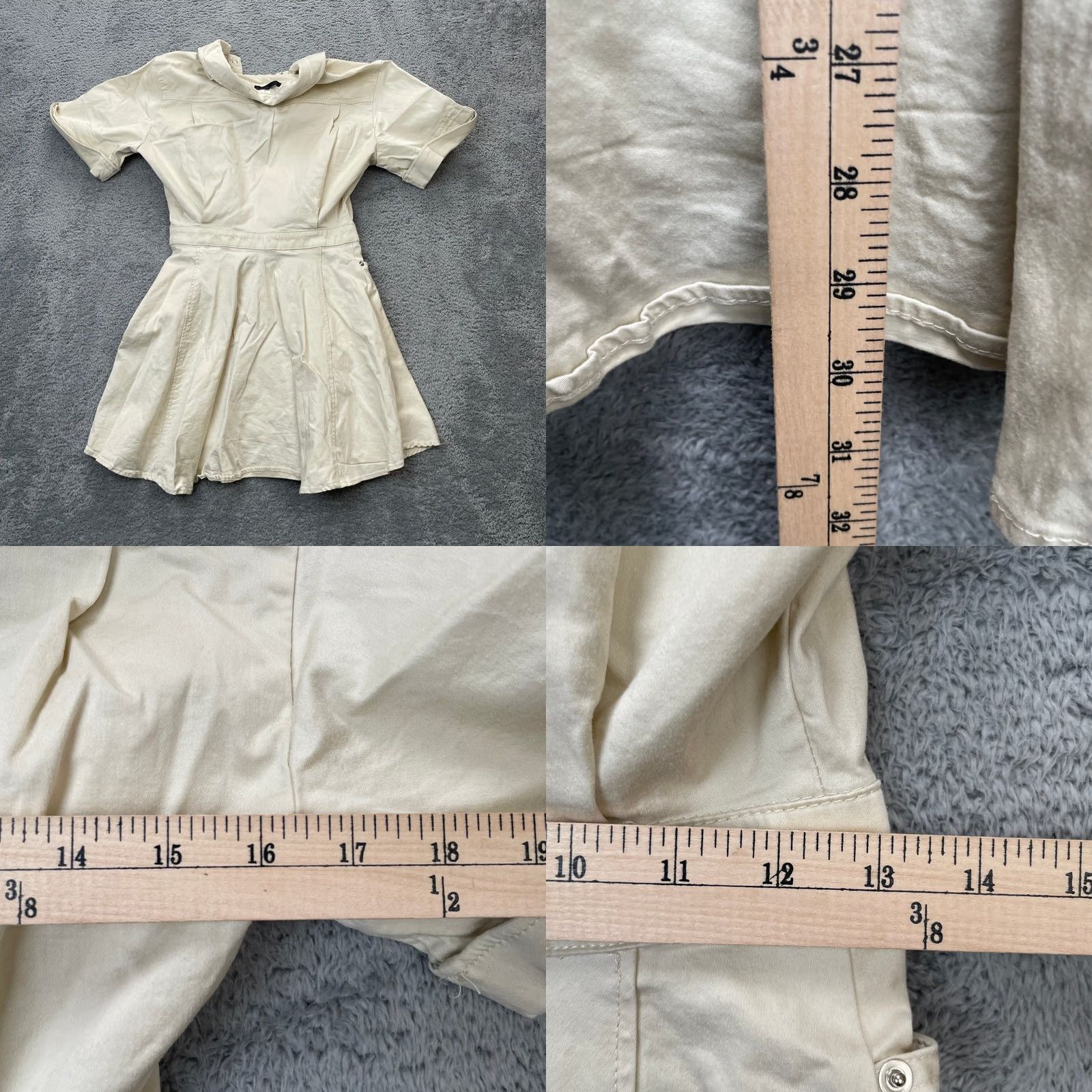 Zara Zara Womens XS White Ivory Shirt Dress Button Front Short Sleeve Utility Size XS / US 0-2 / IT 36-38 - 8 Thumbnail