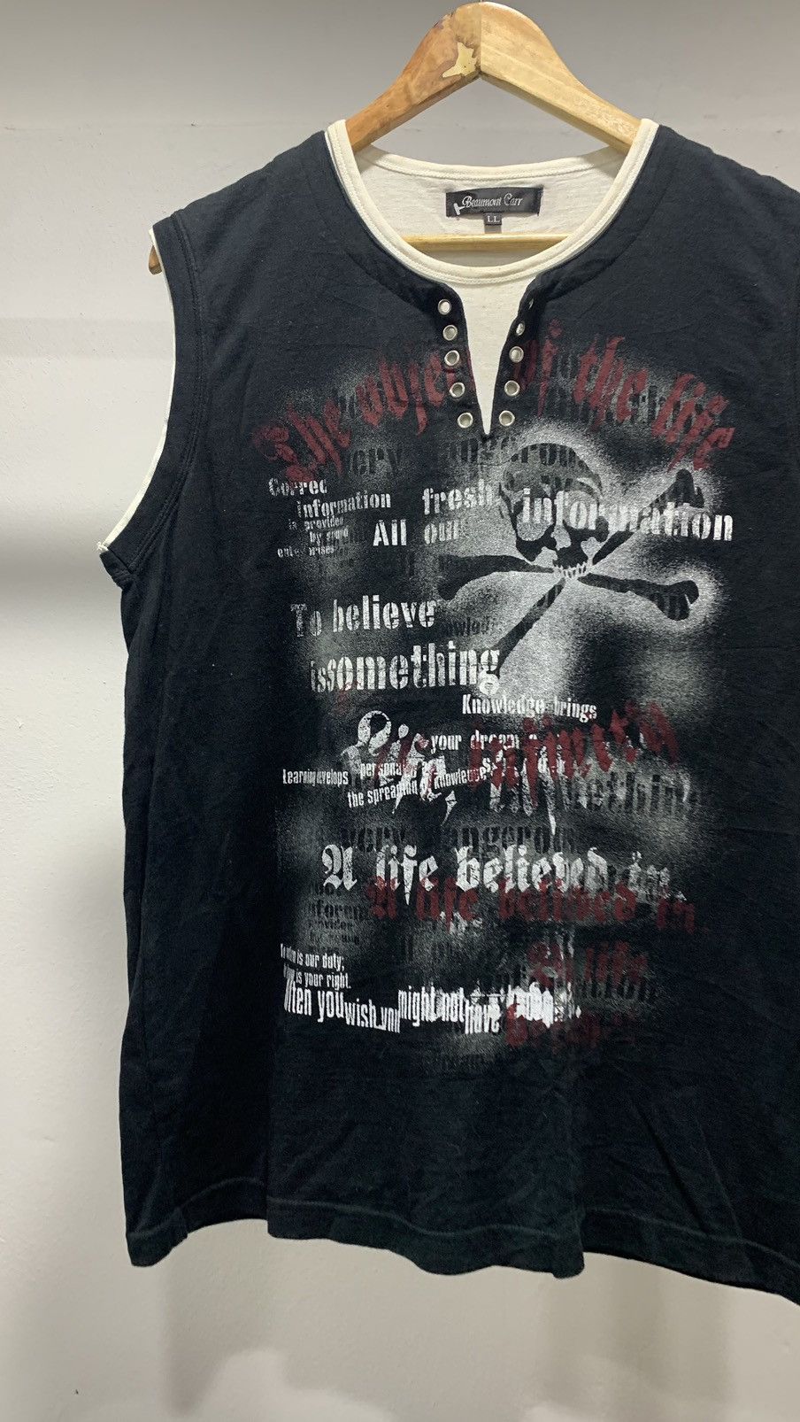 Le Grande Bleu (L.G.B.) Beaumont Carr Skull Poem Punk Sleeveless 80s Lgb Size US L / EU 52-54 / 3 - 3 Thumbnail