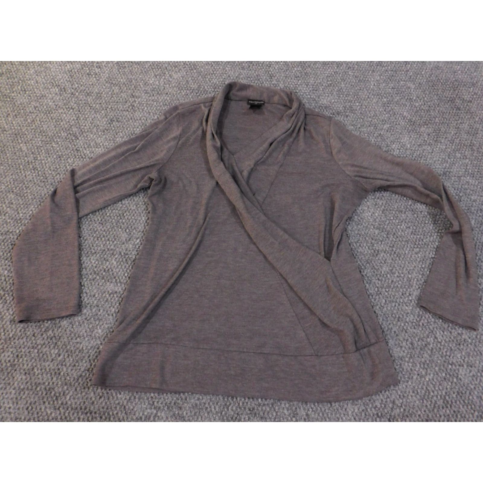Ann Taylor Ann Taylor Sweater Pullover Women's L Gray Stretch Knit Polyester Rayon Spandex Regular Round Neck Long Sleeve Machine Washable Casual Modern Designer Size L / US 10 / IT 46 - 2 Thumbnail