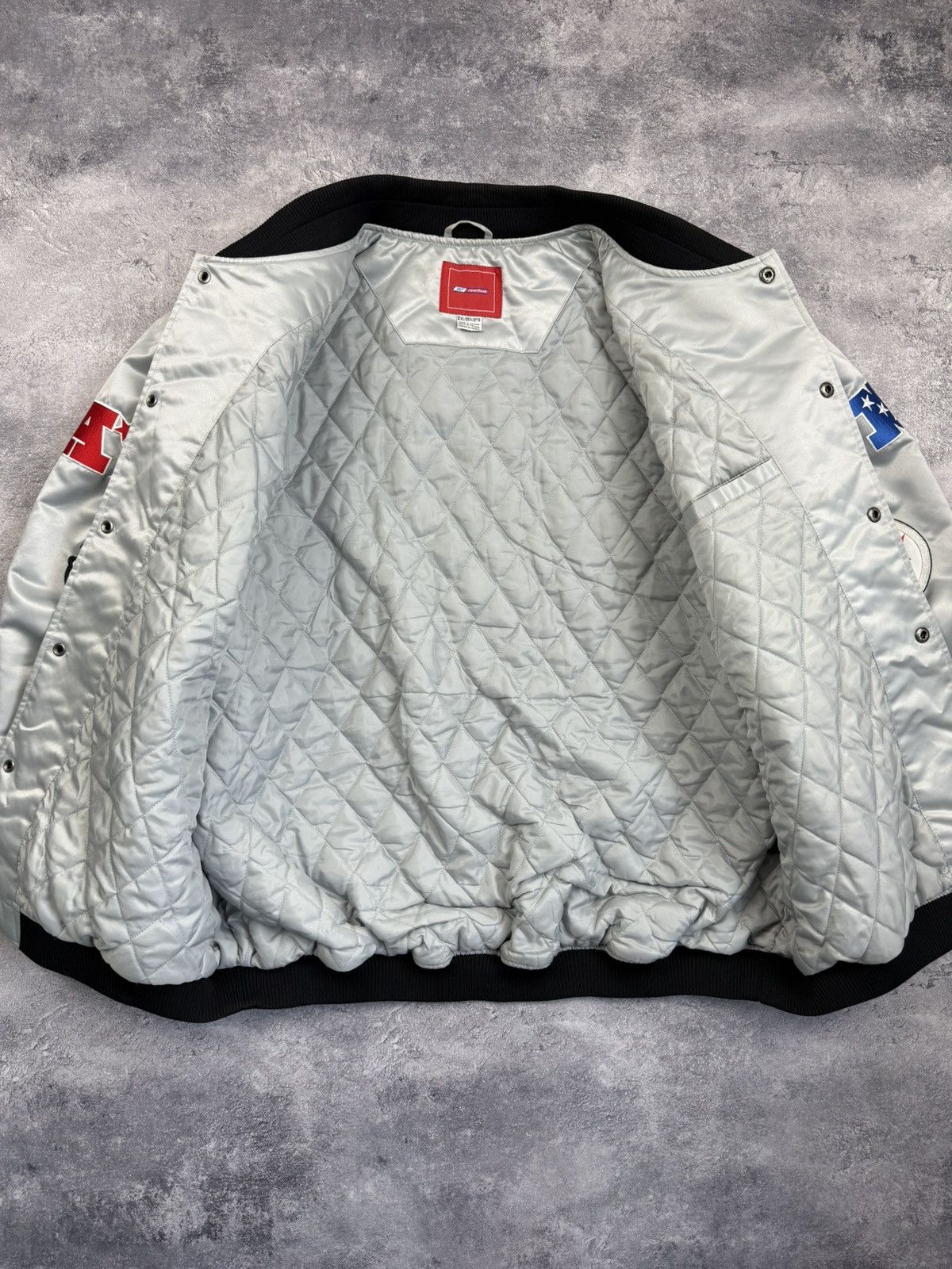 NFL Vintage NFL Reebok All Over Team Logo Patch Bomber Jacket Size US XXL / EU 58 / 5 - 9 Thumbnail