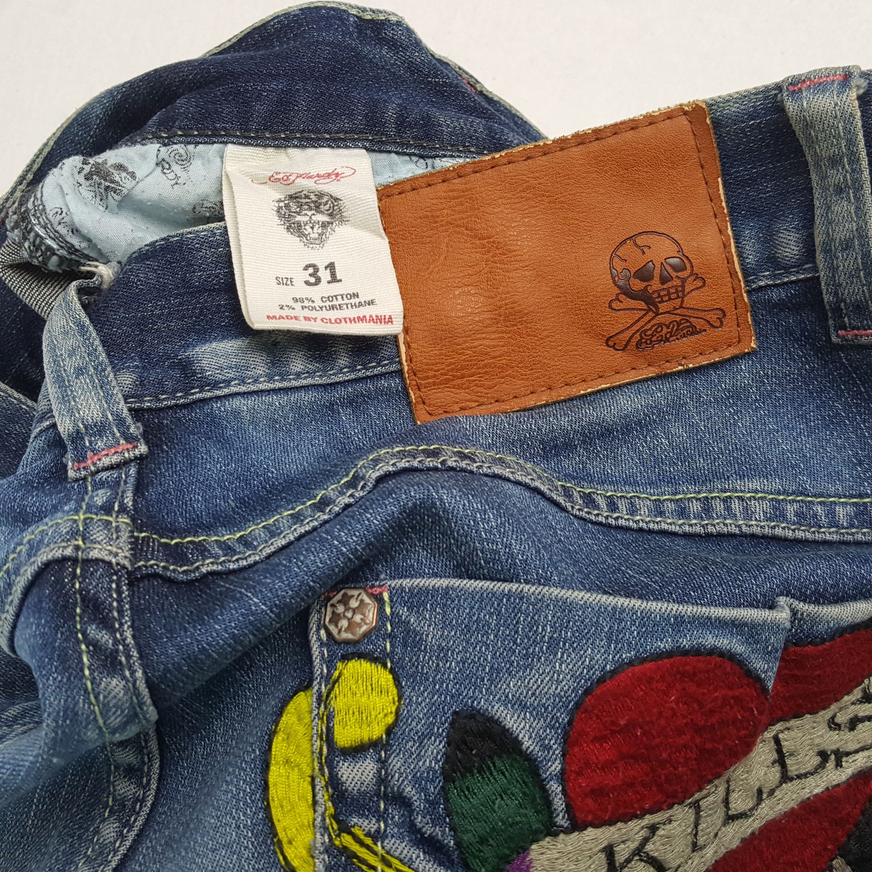Christian Audigier × Ed Hardy × Vintage ED HARDY Skulls Design Rock Punk Streetwear Style Jeans Size US 32 / EU 48 - 14 Thumbnail