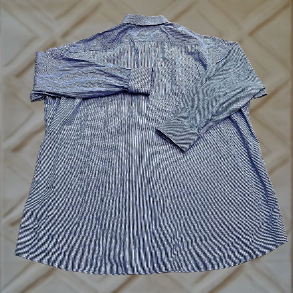 Tommy Hilfiger Tommy Hilfiger Dress Shirt Mens XXL Blue Pinstripe Cotton Button-Down 17 32-33/Long Sleeve, Regular Fit, Classic Workwear Size 46R - 1 Thumbnail