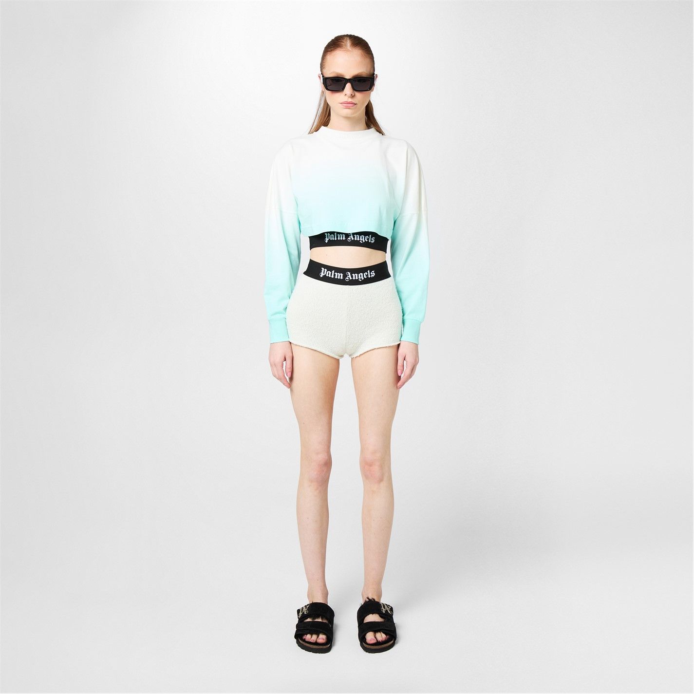 Palm Angels o1g2r1mq0325 Gradient Cropped Overlogo T-Shirt in Light Blue Size XL / US 12-14 / IT 48-50 - 6 Thumbnail