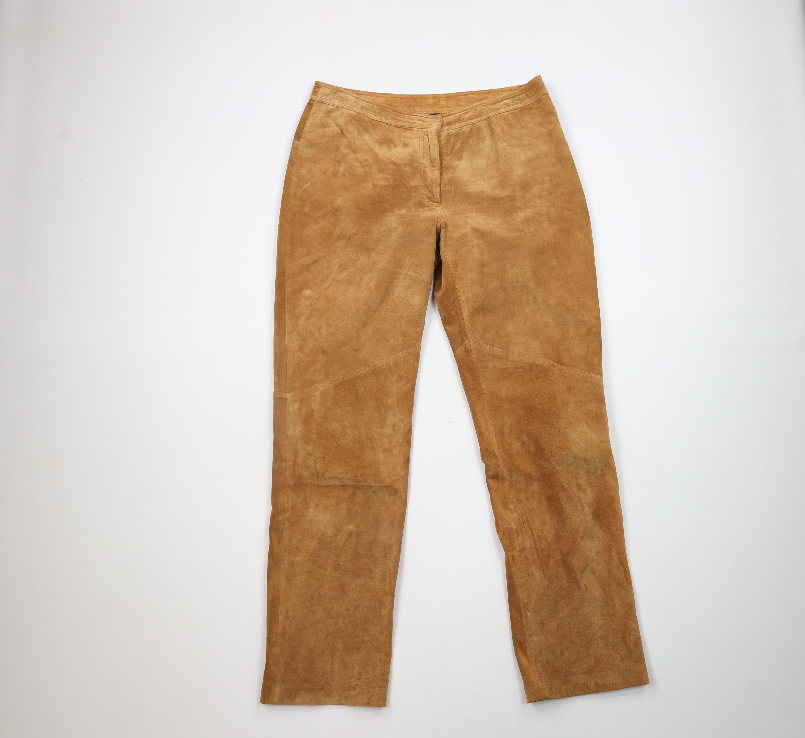 Vintage Vintage 90s Streetwear Leg Suede Leather Pants Brown Size 34" / US 12 / IT 48 - 1 Thumbnail