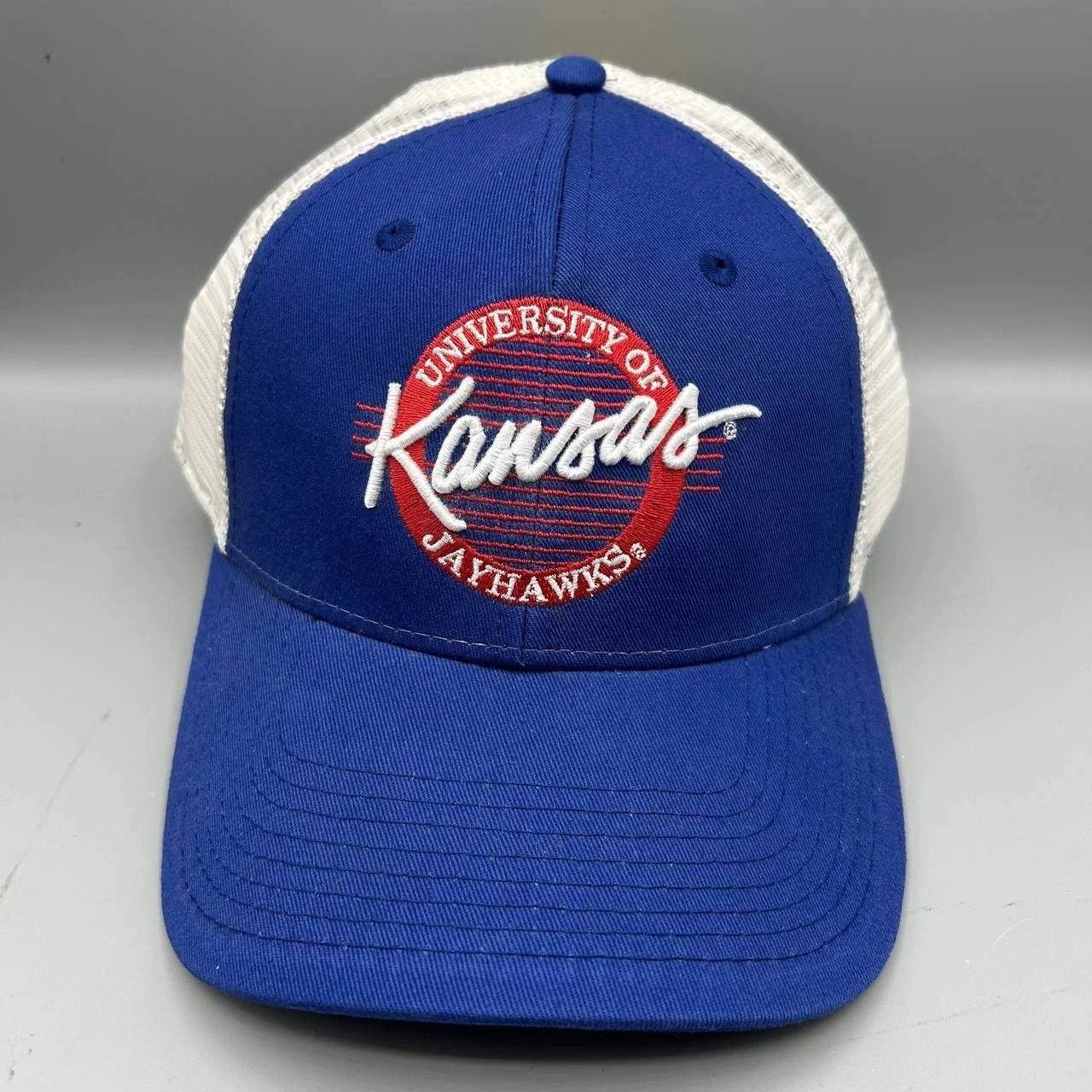 The Game Kansas Jayhawks NCAA Trucker Hat Men Blue White Snap Back Size ONE SIZE - 1 Thumbnail