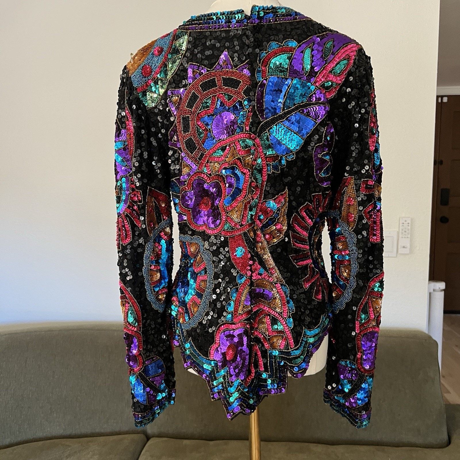 Other Laurence Kazar Top (L) 80s Glam Sequin Beaded Maximalist Size L / US 10 / IT 46 - 7 Thumbnail