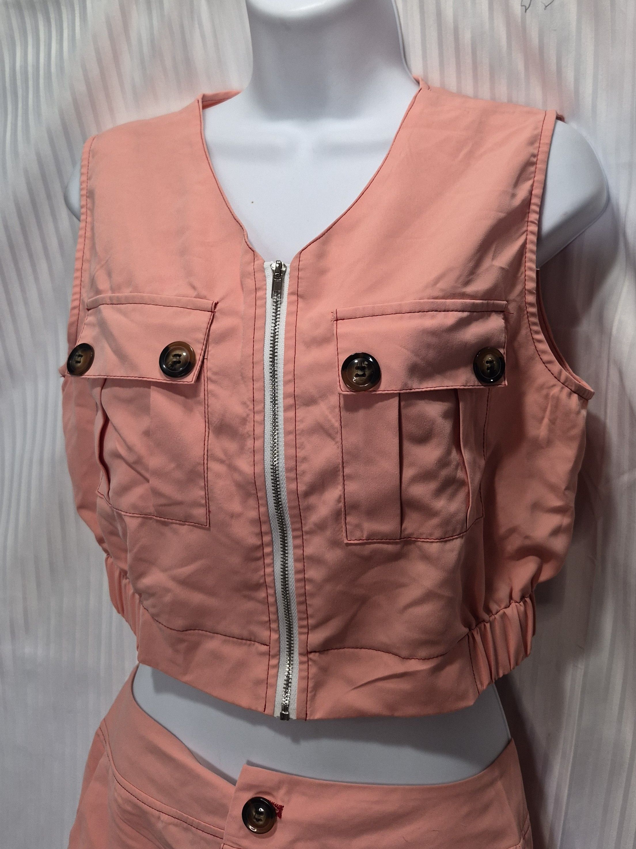 Other Sleeveless Zip Crop and Cargo Shorts Set - Pink Size Small Size S / US 4 / IT 40 - 4 Thumbnail