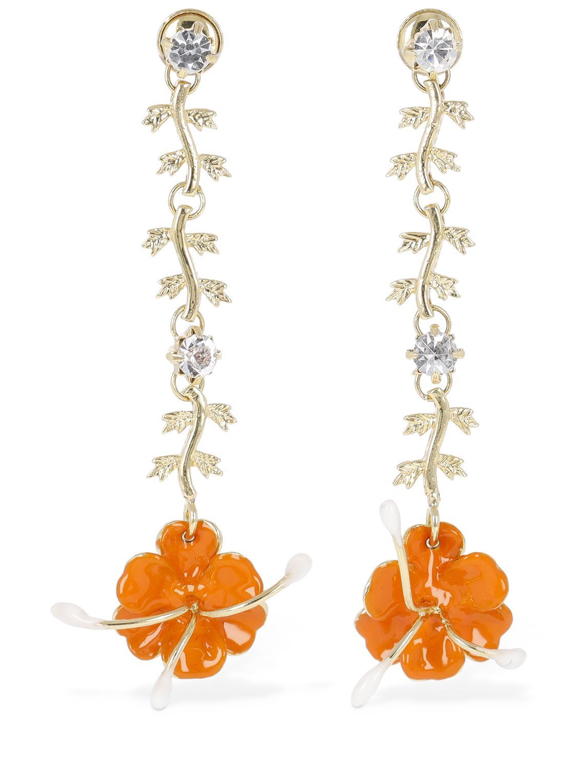 Marni o1w1db10125 Size:OS/Enamel Flower Drop Earrings in Gold Size ONE SIZE - 1 Thumbnail