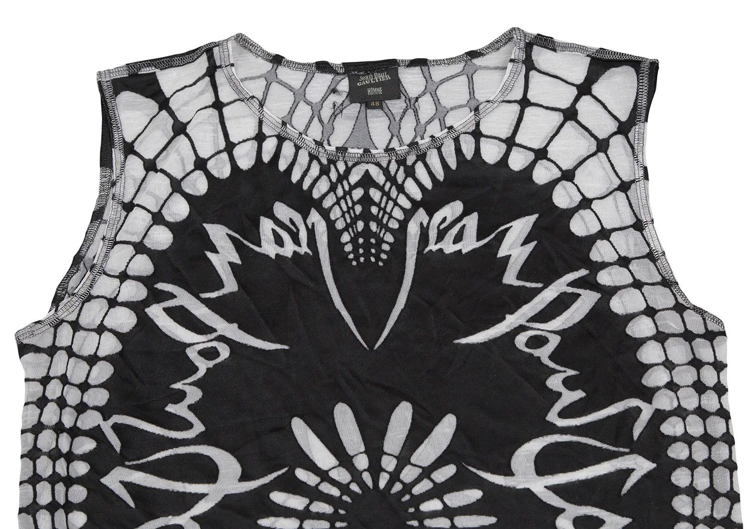 Jean Paul Gaultier Sheer Opalescent Tank Top in Black and White, Size 48 Size US M / EU 48-50 / 2 - 2 Thumbnail