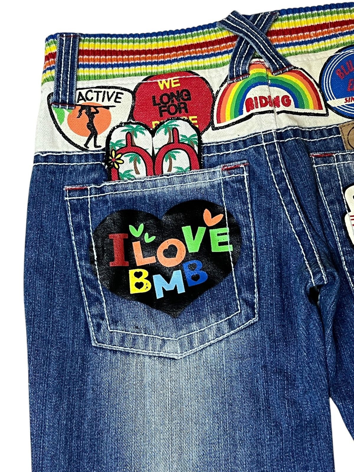 Japanese Brand SICK🔥JAPANESE BMB BLUE MOON BLUE DRAWSTRING WAIST JEANS Size US 32 / EU 48 - 7 Thumbnail