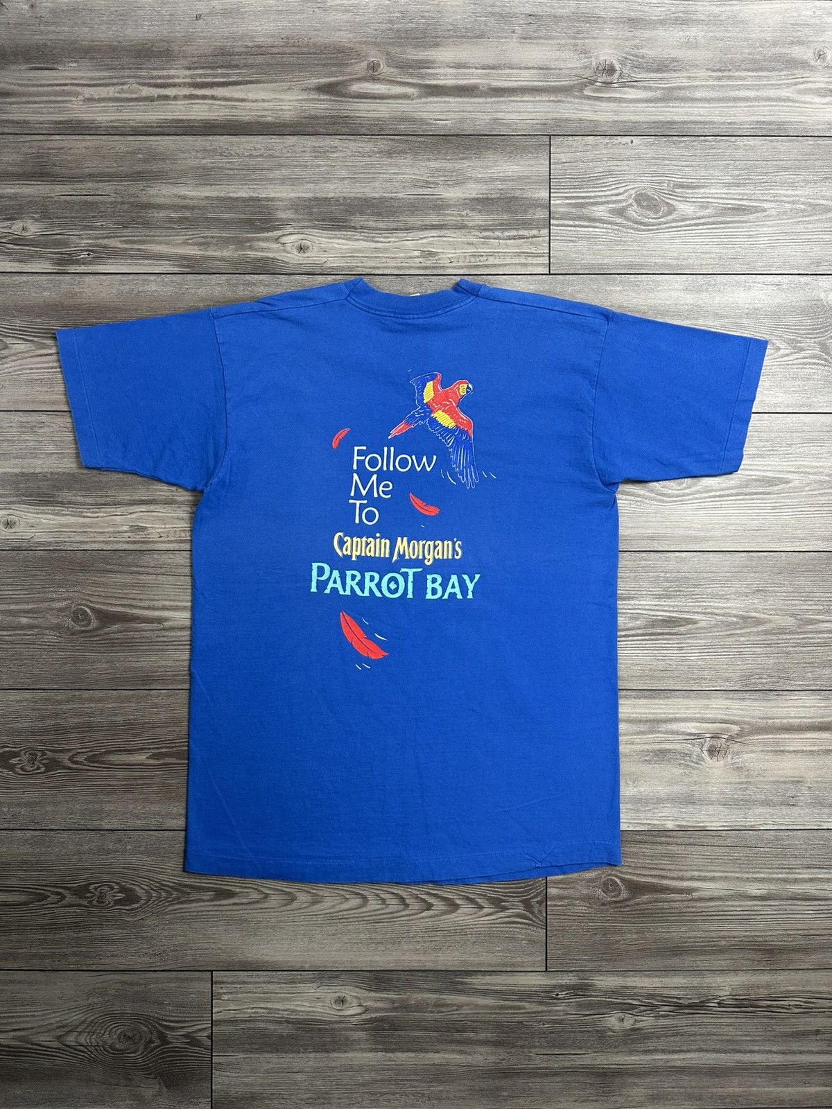 Fruit Of The Loom × Vintage Vintage 90’s Captain Morgans Parrot Bay T Shirt Size US XL / EU 56 / 4 - 2 Thumbnail