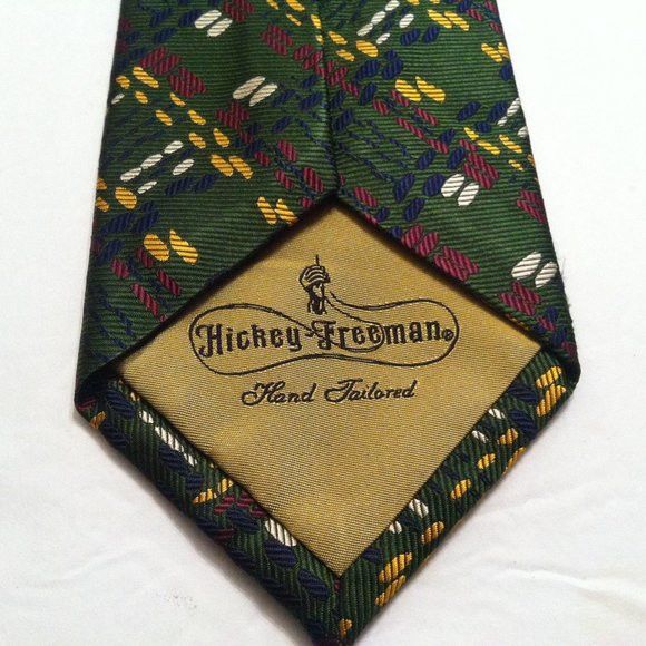 Hickey Freeman HICKEY FREEMAN MEN'S NEW GREEN 100%SILK TIE WIDTH: 3 7/8" Size ONE SIZE - 3 Thumbnail