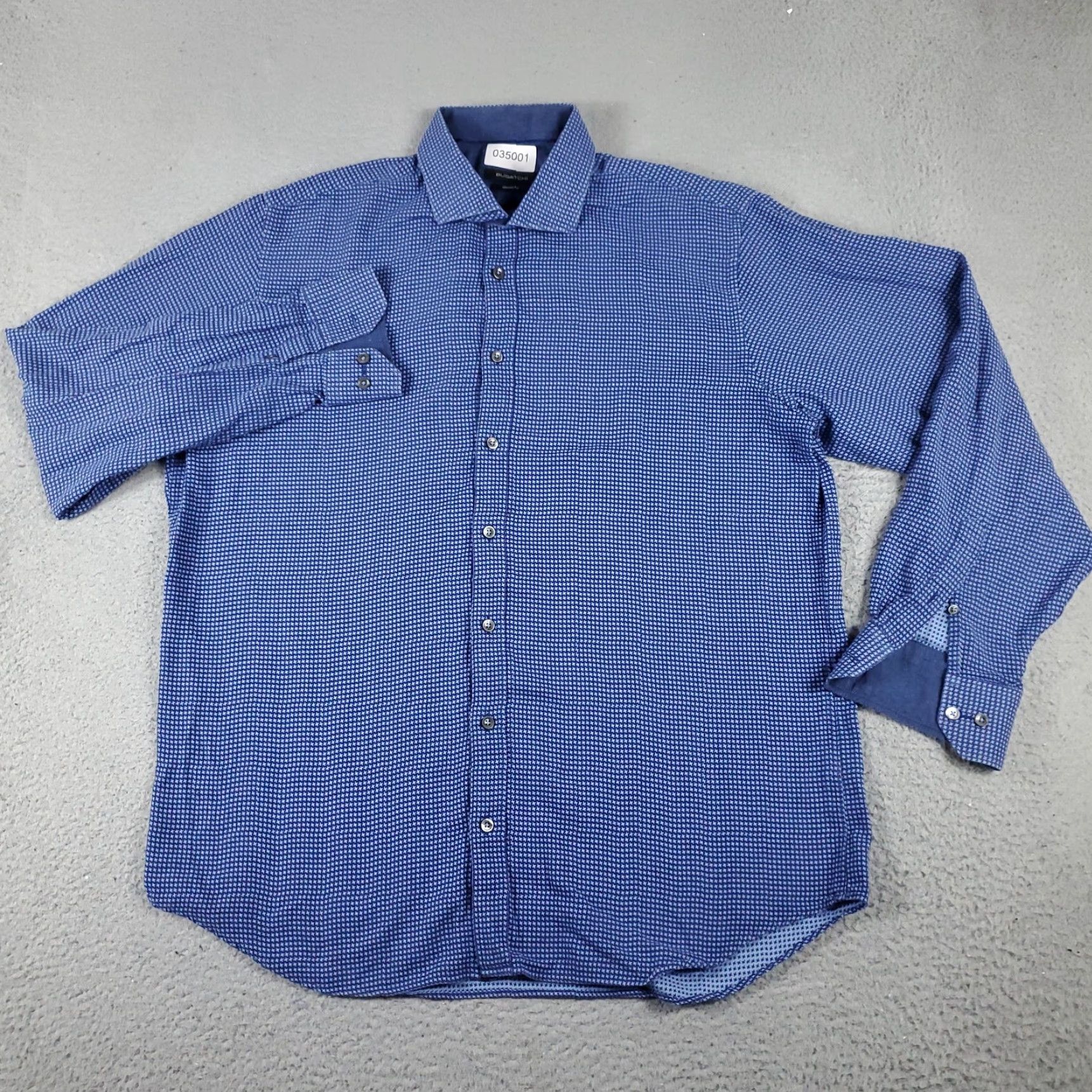 BUGATCHI BUGATCHI Uomo Shirt Men XL Blue Geometric Button-Up Long Sleeve Casual Formal All Seasons Pockets Regular Button-Front Collared Shirt Men Size US XL / EU 56 / 4 - 2 Thumbnail
