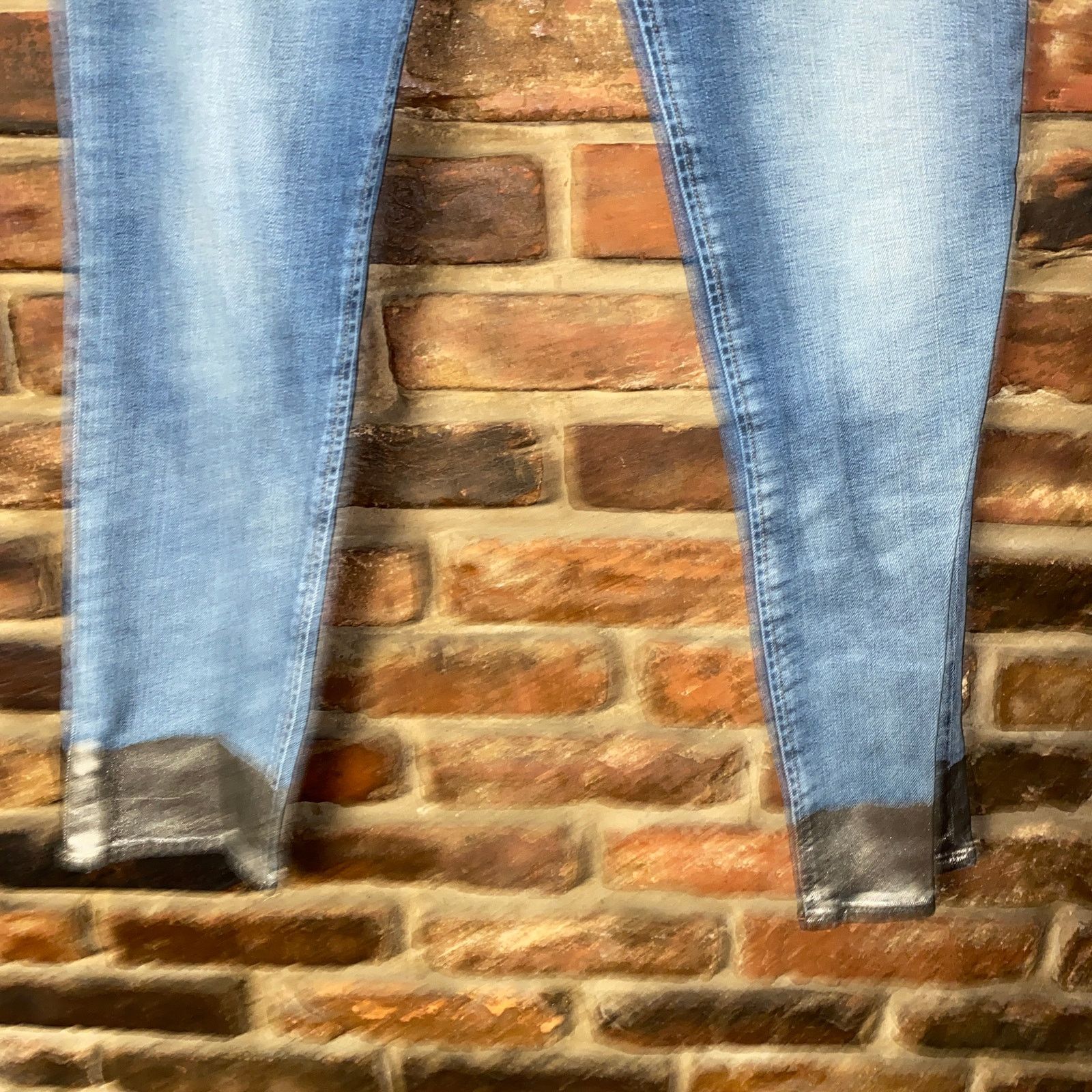 Rag & Bone Rag & Bone Blue Denim Silver Metallic Dip Skinny Jeans 27 Size 27" / US 4 / IT 40 - 4 Thumbnail