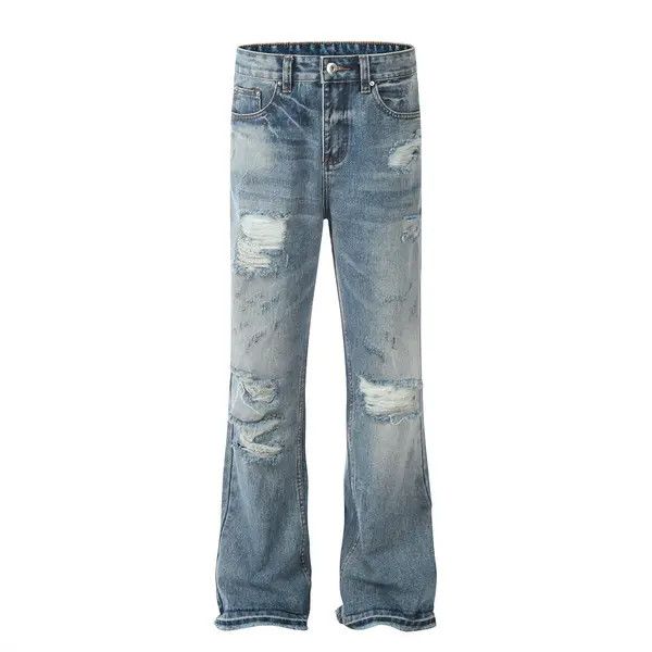 VIBE Trendy punk distressed heavy washed ripped flared jeans Size US 32 / EU 48 - 1 Thumbnail