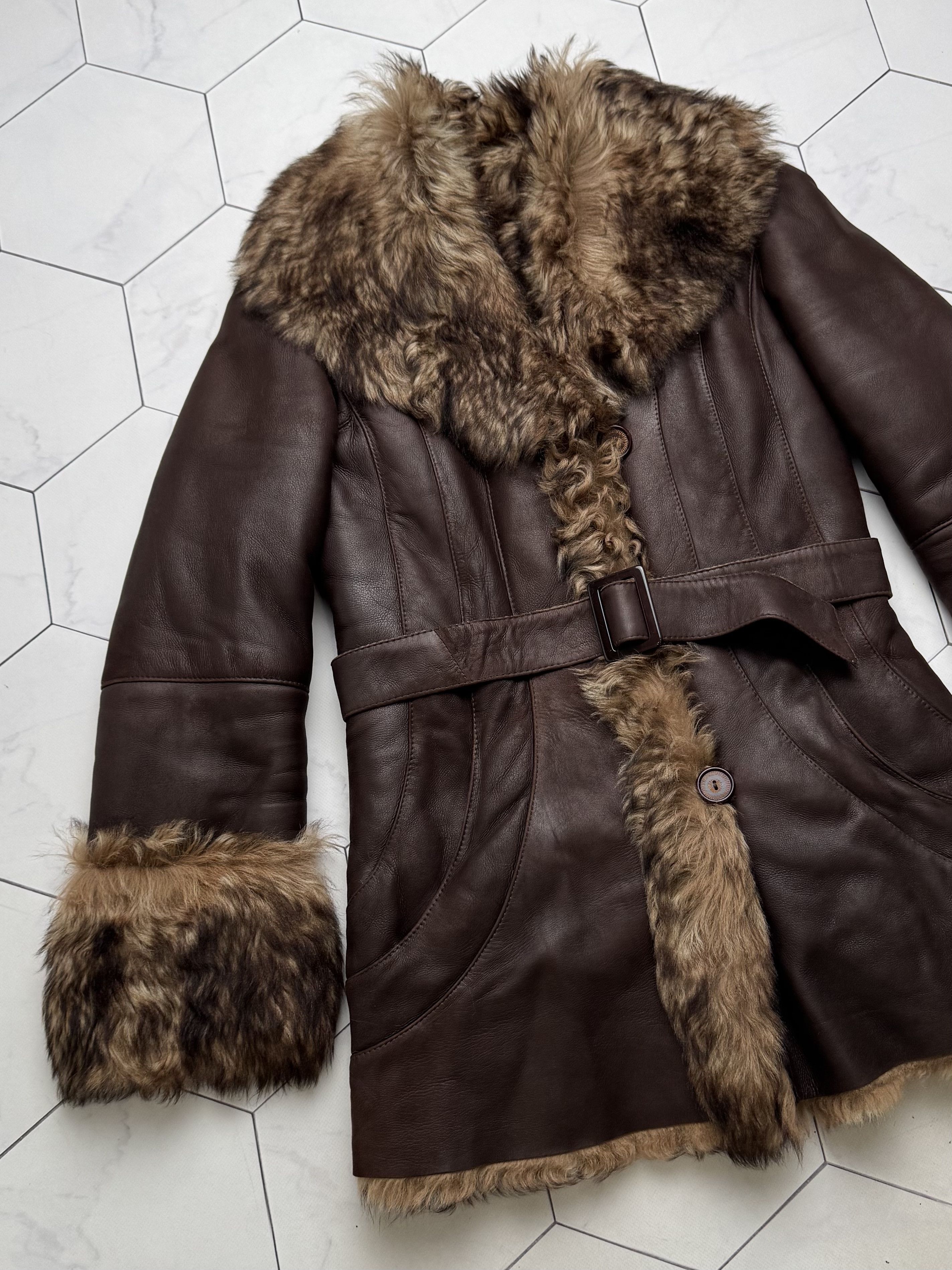 Japanese Brand Vintage Real Sheepskin Coat With Belt (B550)E2D15 Size M / US 6-8 / IT 42-44 - 2 Thumbnail